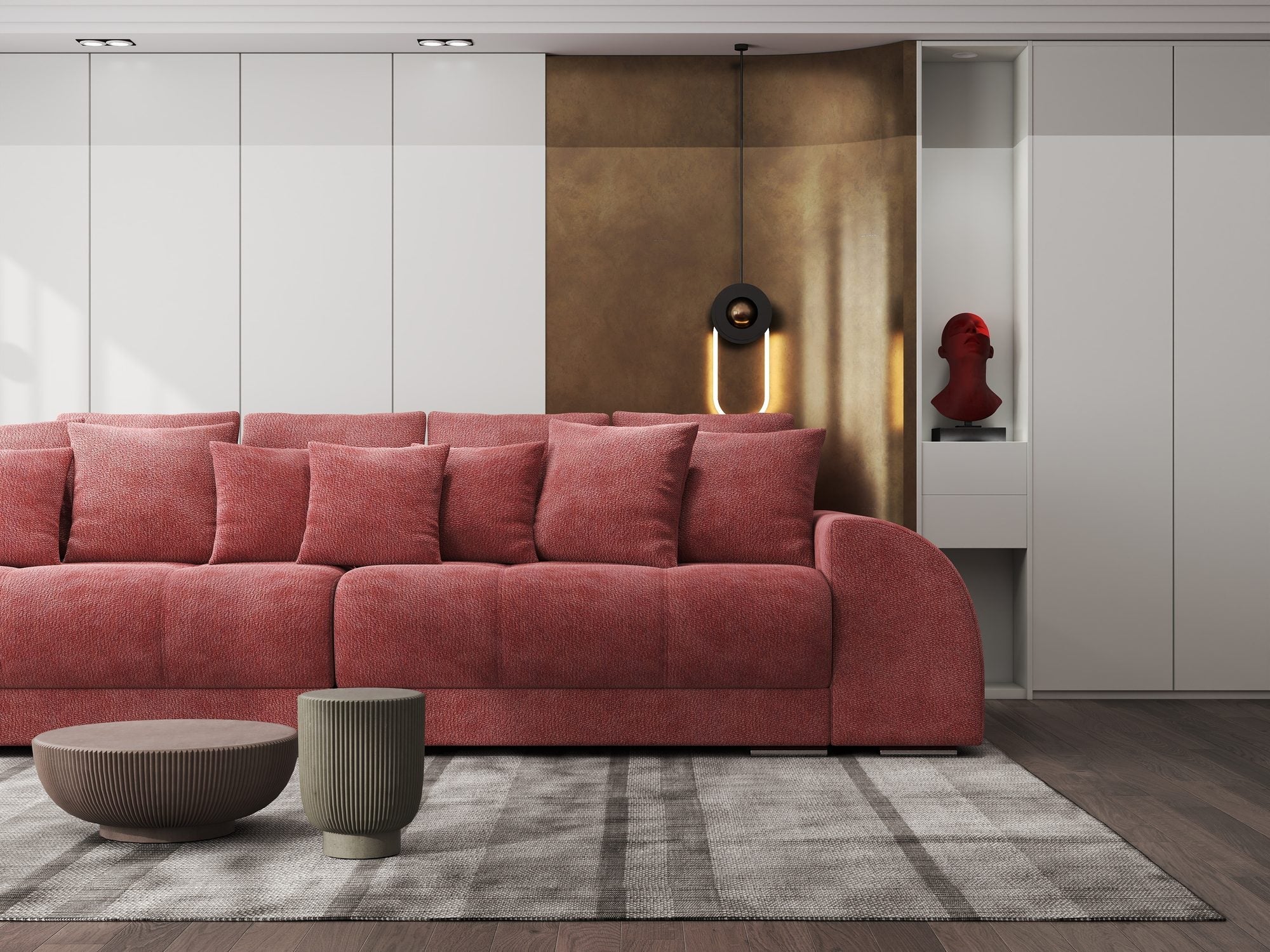 Canapea extensibilă dumonde cu 2 lăzi de depozitare si sezut confortabil din spuma high-density, Verona Vibe Rosu 58 310x100 cm