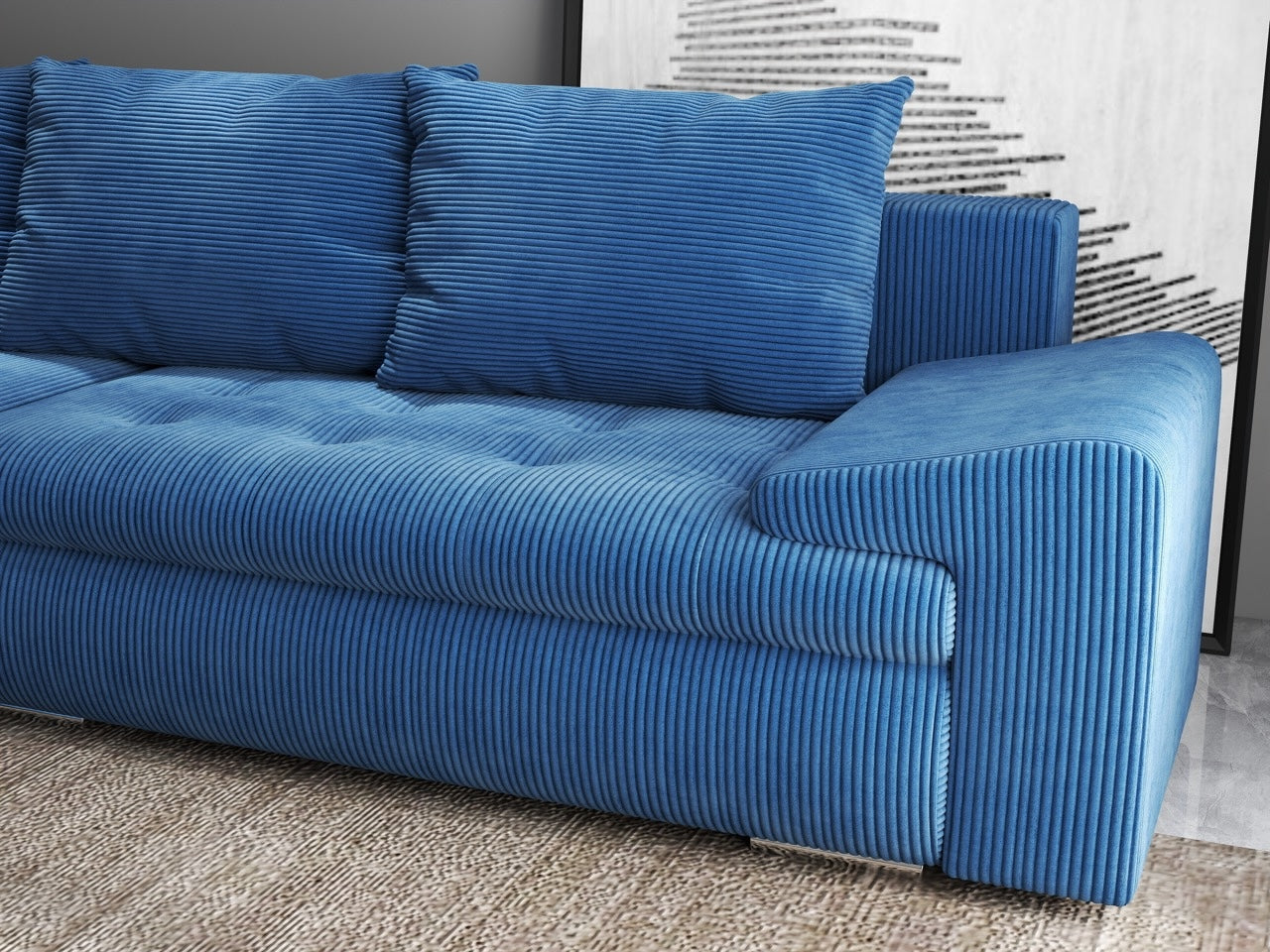 Colțar extensibil dumonde cu ladă de depozitare si sezut confortabil din spuma HR, Leonardo Zoom Albastru 260x185 cm Fabrica