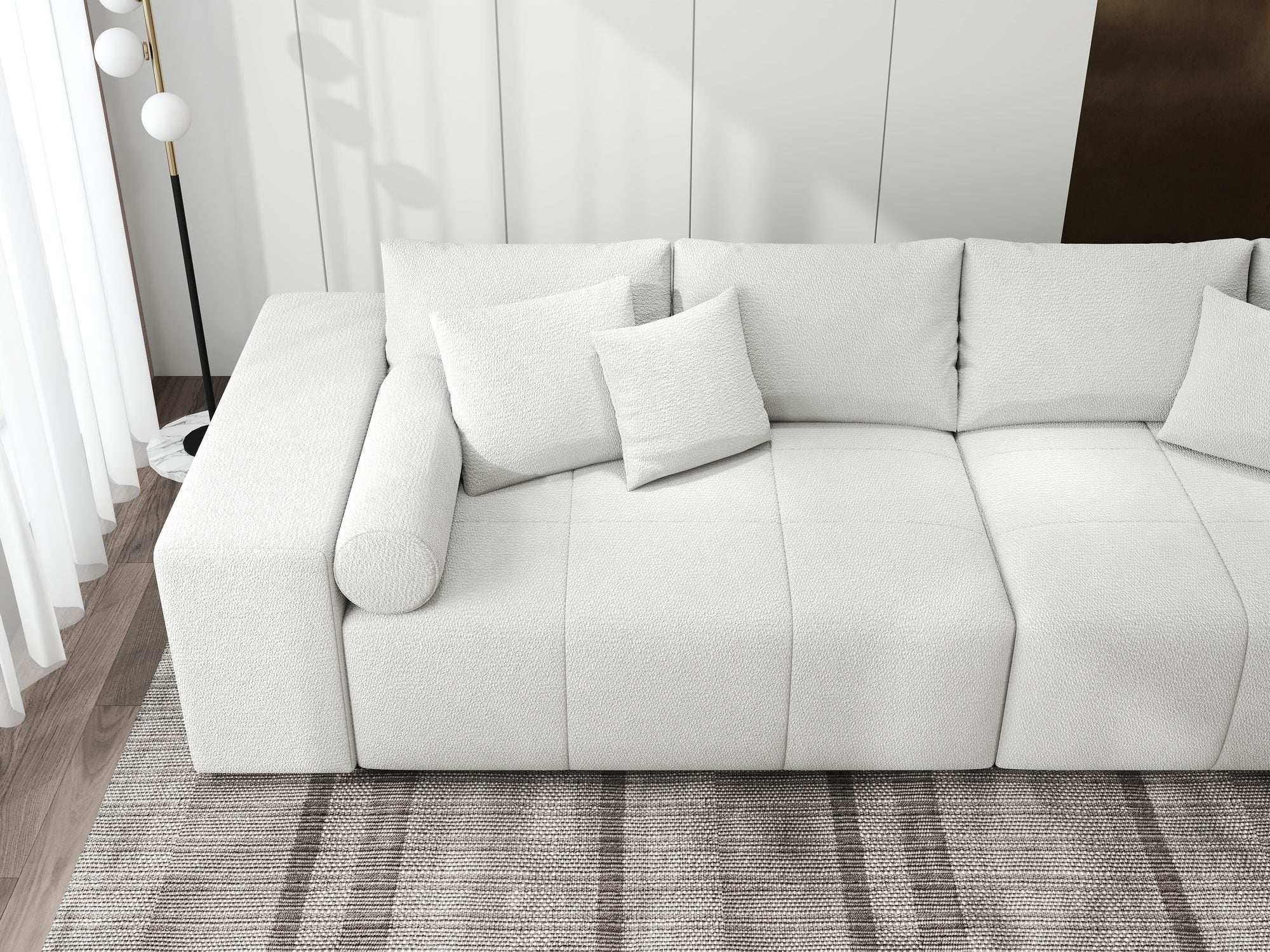 Canapea extensibilă dumonde cu ladă de depozitare si sezut confortabil din spuma high-density, Marbela XXL Vibe Bej 03 290x100 cm