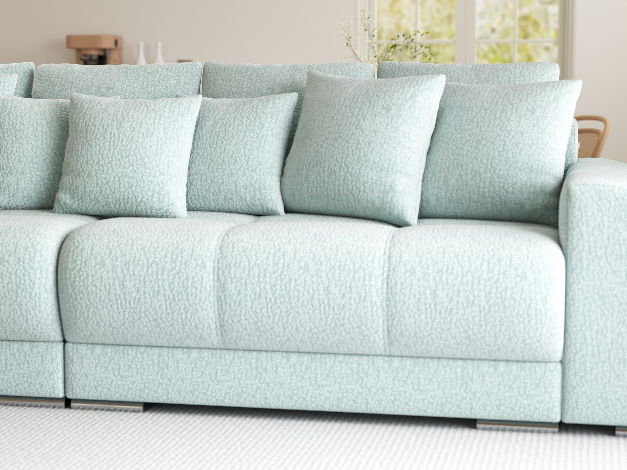 Canapea extensibilă dumonde cu 2 lăzi de depozitare si sezut confortabil din spuma high-density, Verona Jaguar Verde Mint 16 310x100 cm