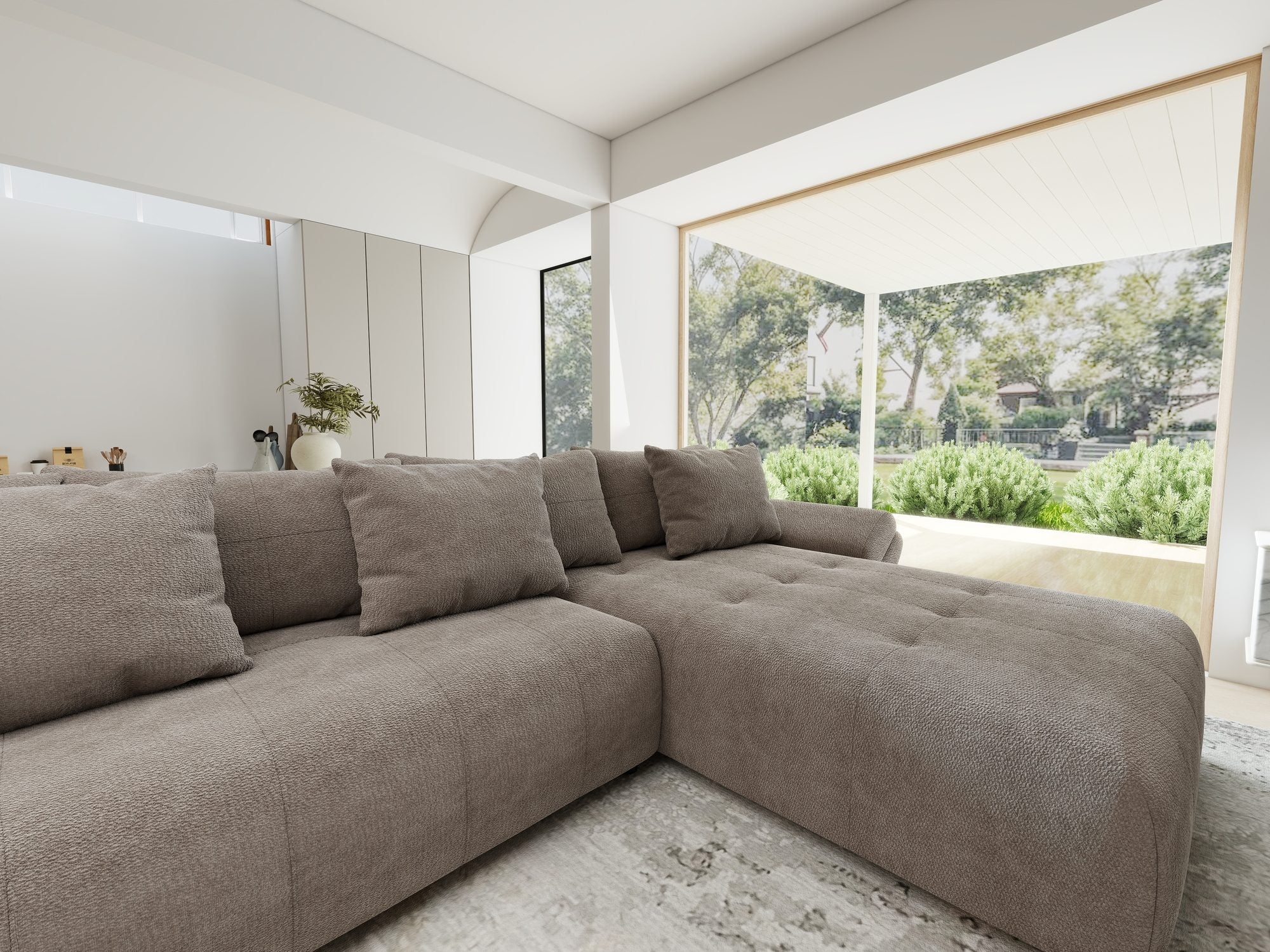 Colțar extensibil dumonde cu ladă de depozitare si sezut confortabil din spuma high-density, Berlin U Vibe Maro 21 380x180 cm