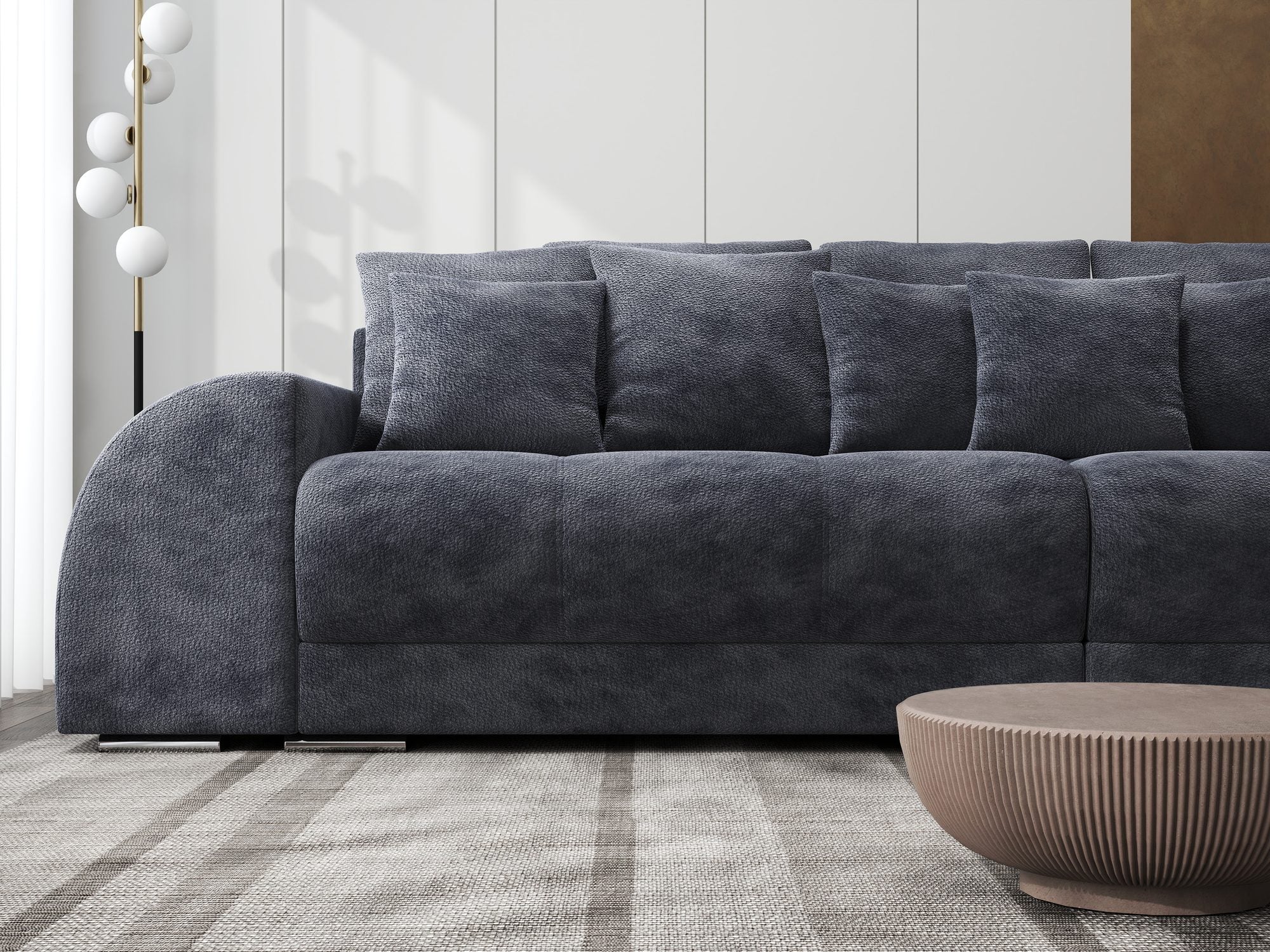 Canapea extensibilă dumonde cu 2 lăzi de depozitare si sezut confortabil din spuma high-density, Verona Vibe Gri Antracit 97 310x100 cm