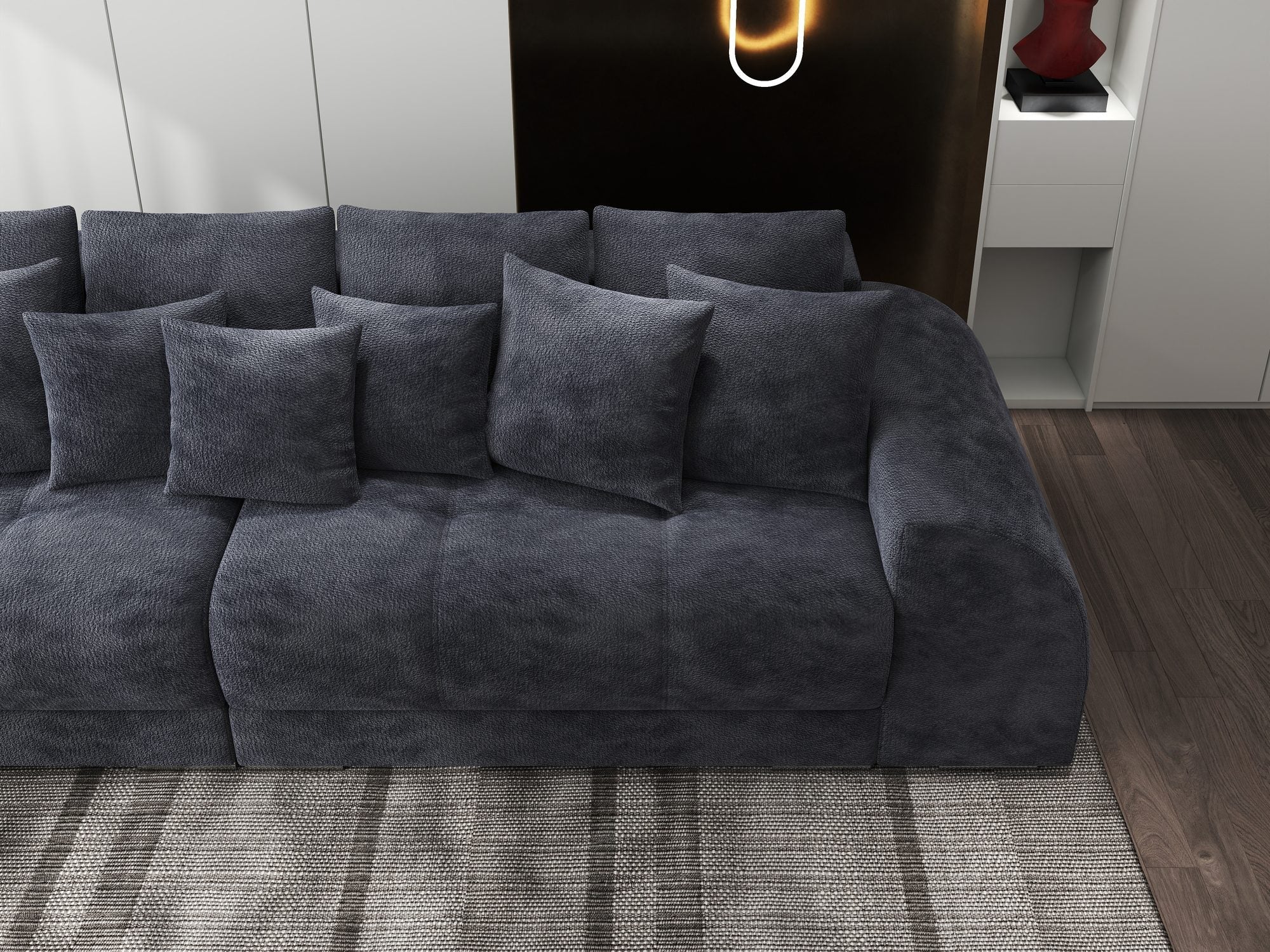 Canapea extensibilă dumonde cu 2 lăzi de depozitare si sezut confortabil din spuma high-density, Verona Vibe Gri Antracit 97 310x100 cm