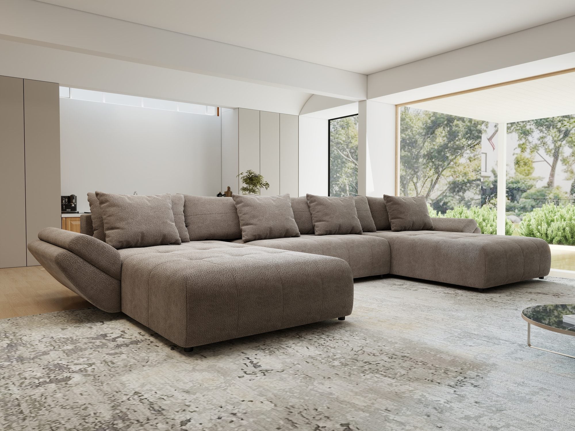 Colțar extensibil dumonde cu ladă de depozitare si sezut confortabil din spuma high-density, Berlin U Vibe Maro 21 380x180 cm