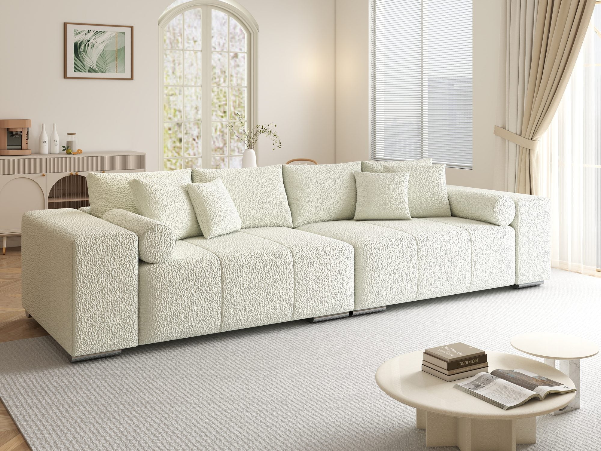 Canapea extensibilă dumonde cu ladă de depozitare si sezut confortabil din spuma high-density, Marbela XXL Jaguar Ivory 1 290x100 cm