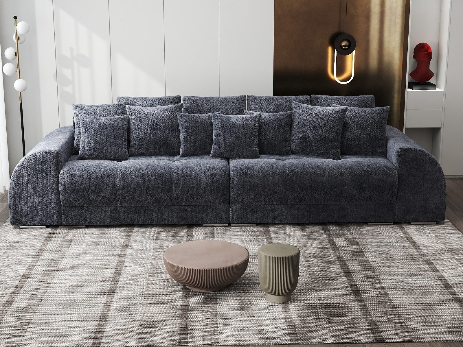 Canapea extensibilă dumonde cu 2 lăzi de depozitare si sezut confortabil din spuma high-density, Verona Vibe Gri Antracit 97 310x100 cm