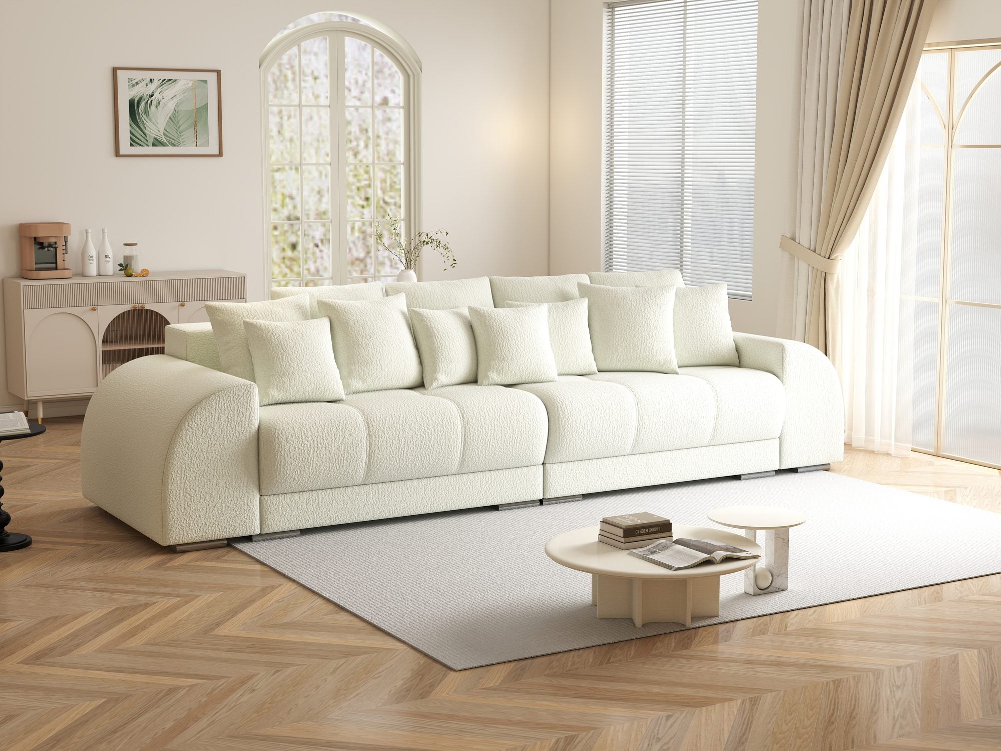 Canapea extensibilă dumonde cu 2 lăzi de depozitare si sezut confortabil din spuma high-density, Verona Jaguar Ivory 1 310x100 cm