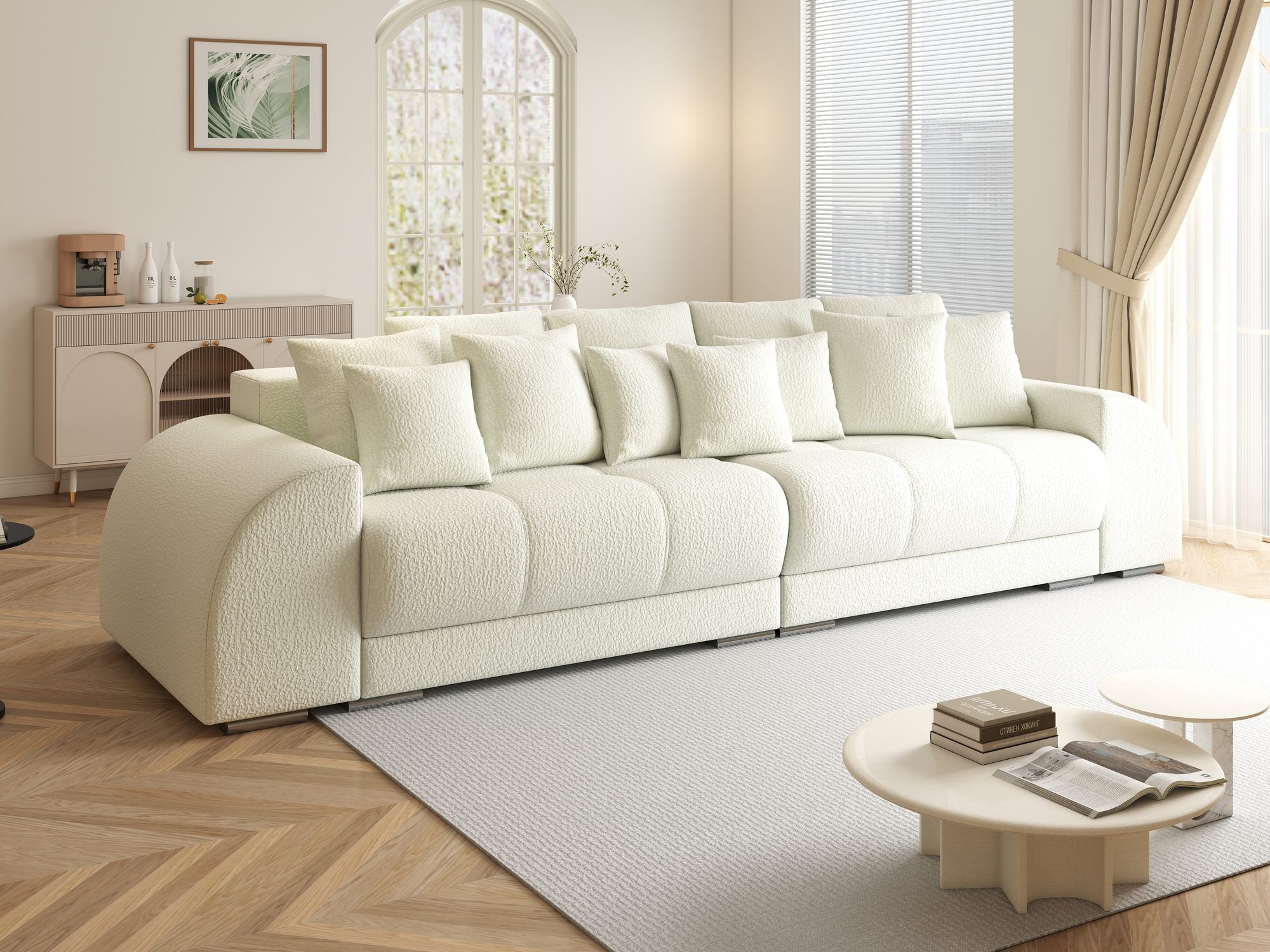 Canapea extensibilă dumonde cu 2 lăzi de depozitare si sezut confortabil din spuma high-density, Verona Jaguar Ivory 1 310x100 cm