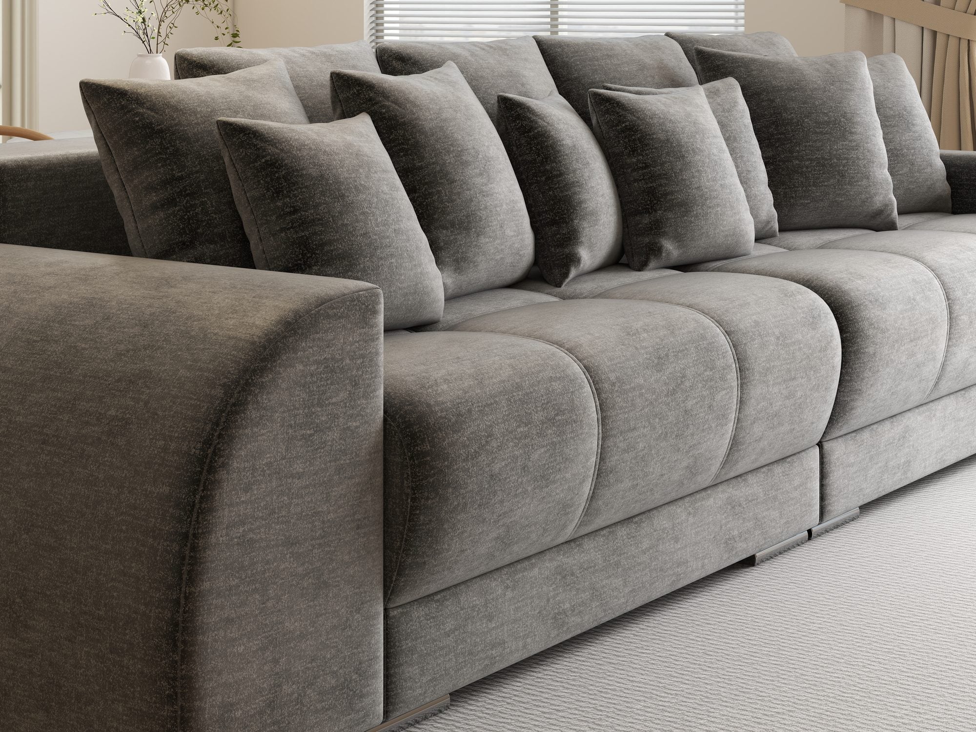 Canapea extensibilă dumonde cu 2 lăzi de depozitare si sezut confortabil din spuma high-density, Verona Monolith Gri 85 310x100 cm