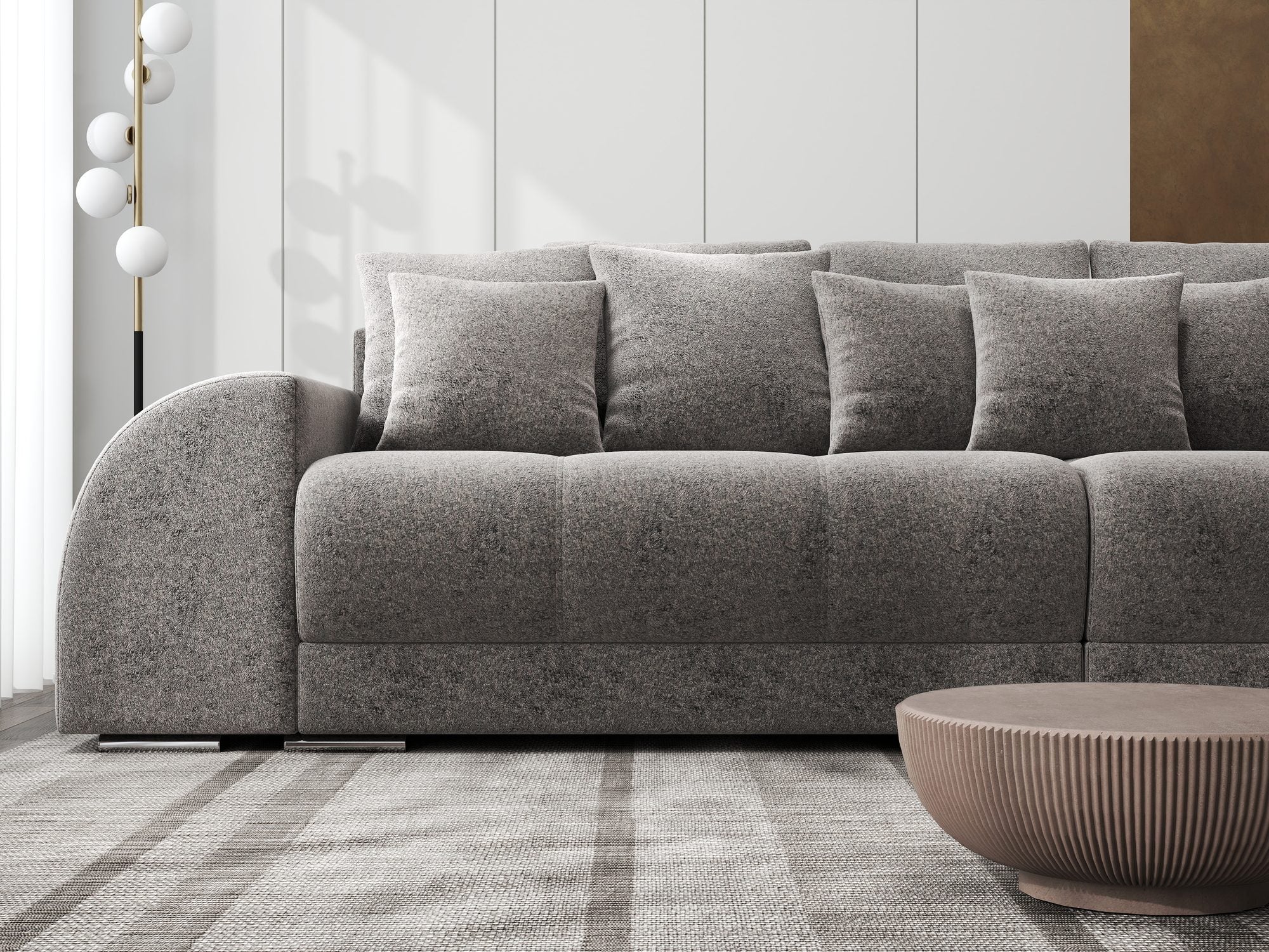 Canapea extensibilă dumonde cu 2 lăzi de depozitare si sezut confortabil din spuma high-density, Verona Monte Gri 16 310x100 cm