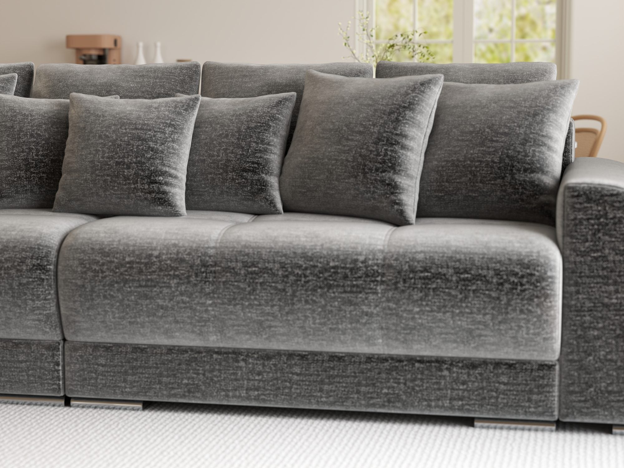 Canapea extensibilă dumonde cu 2 lăzi de depozitare si sezut confortabil din spuma high-density, Verona Monolith Gri 85 310x100 cm