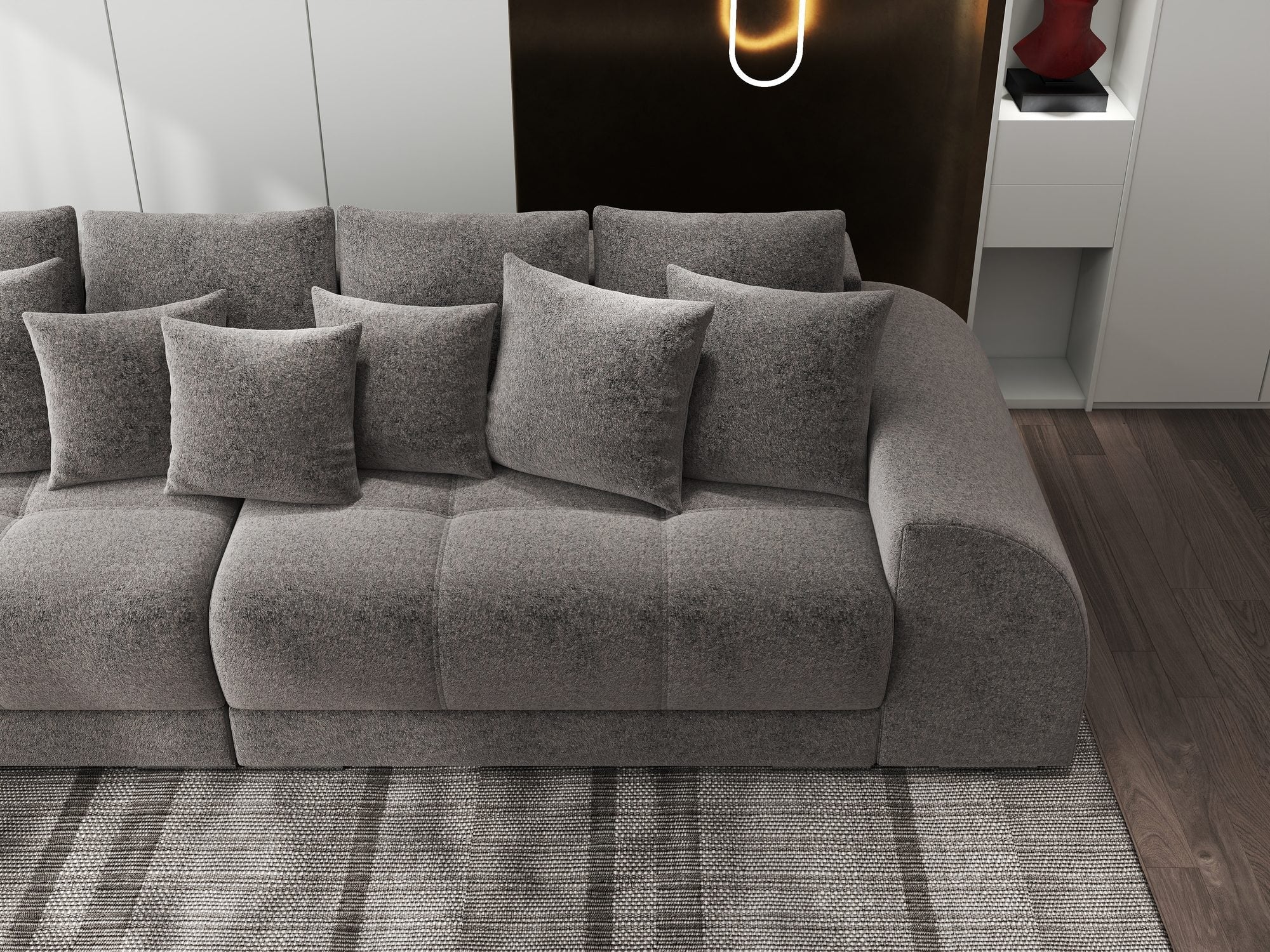 Canapea extensibilă dumonde cu 2 lăzi de depozitare si sezut confortabil din spuma high-density, Verona Monte Gri 16 310x100 cm