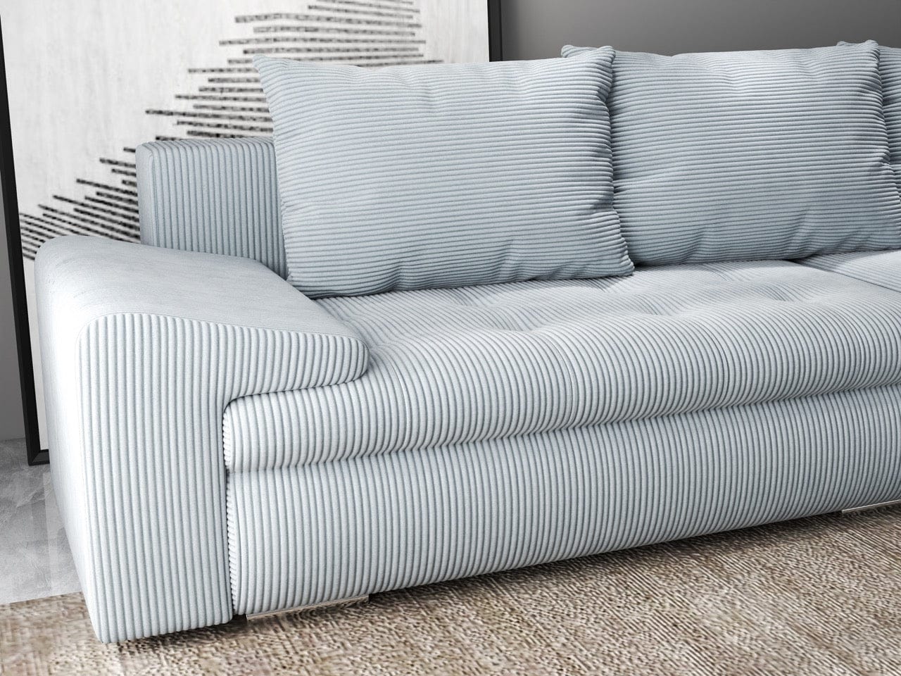 Colțar extensibil dumonde cu ladă de depozitare si sezut confortabil din spuma HR, Leonardo Zoom Grey 260x185 cm II Fabrica