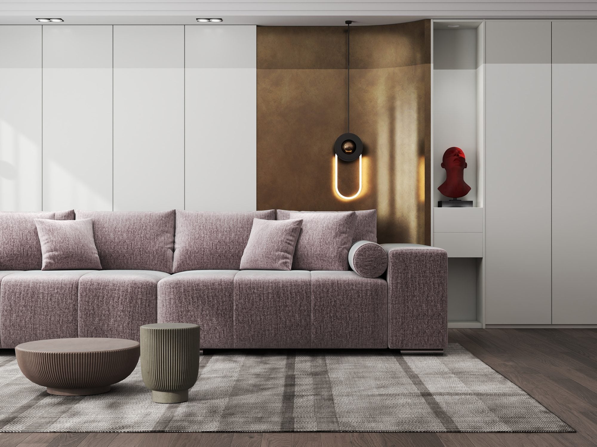 Canapea extensibilă dumonde cu ladă de depozitare si sezut confortabil din spuma high-density, Marbela XXL Monolith Roz Pudrat 62 290x100 cm