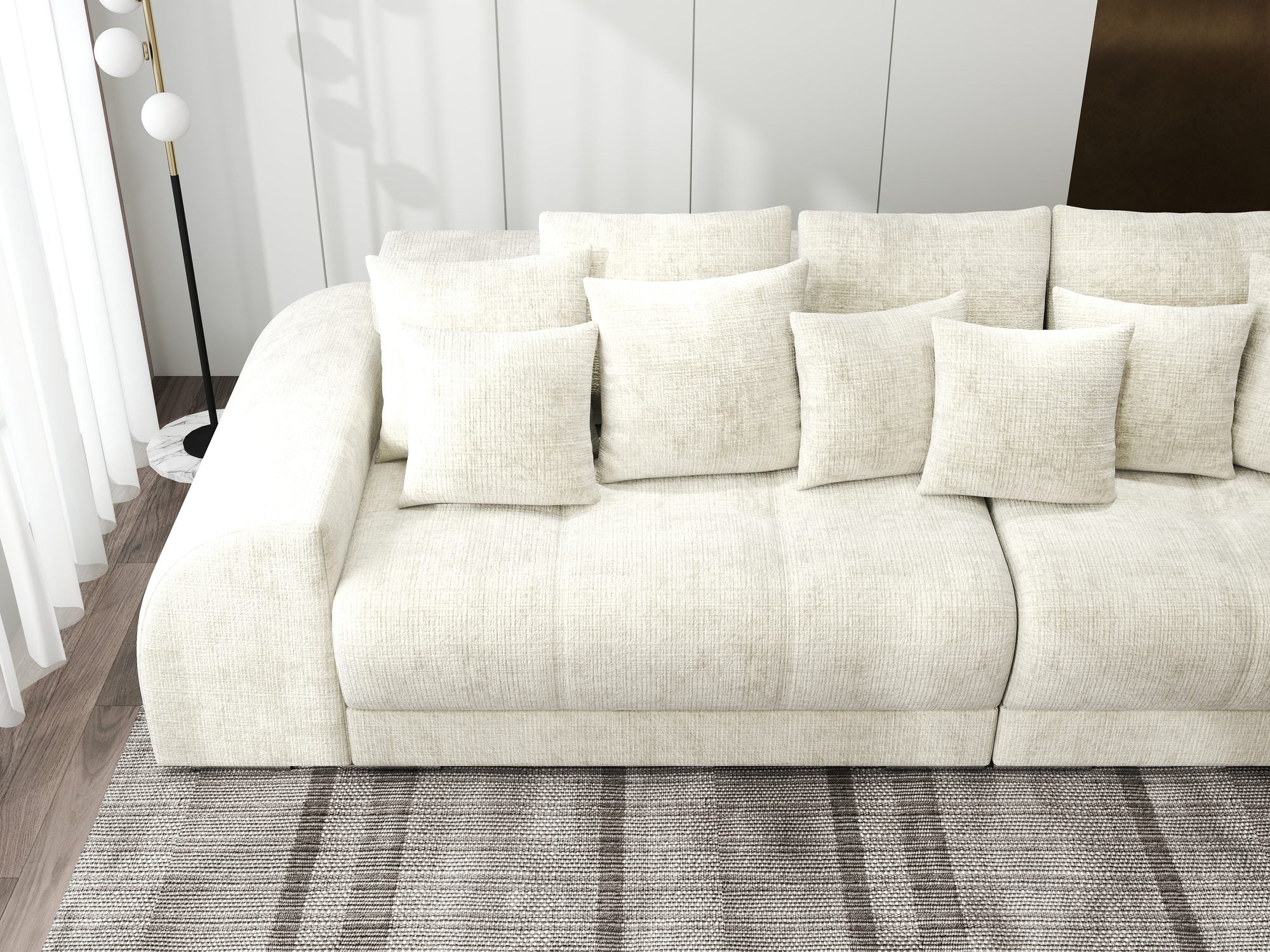 Canapea extensibilă dumonde cu 2 lăzi de depozitare si sezut confortabil din spuma high-density, Verona Cremona Alb 1 310x100 cm
