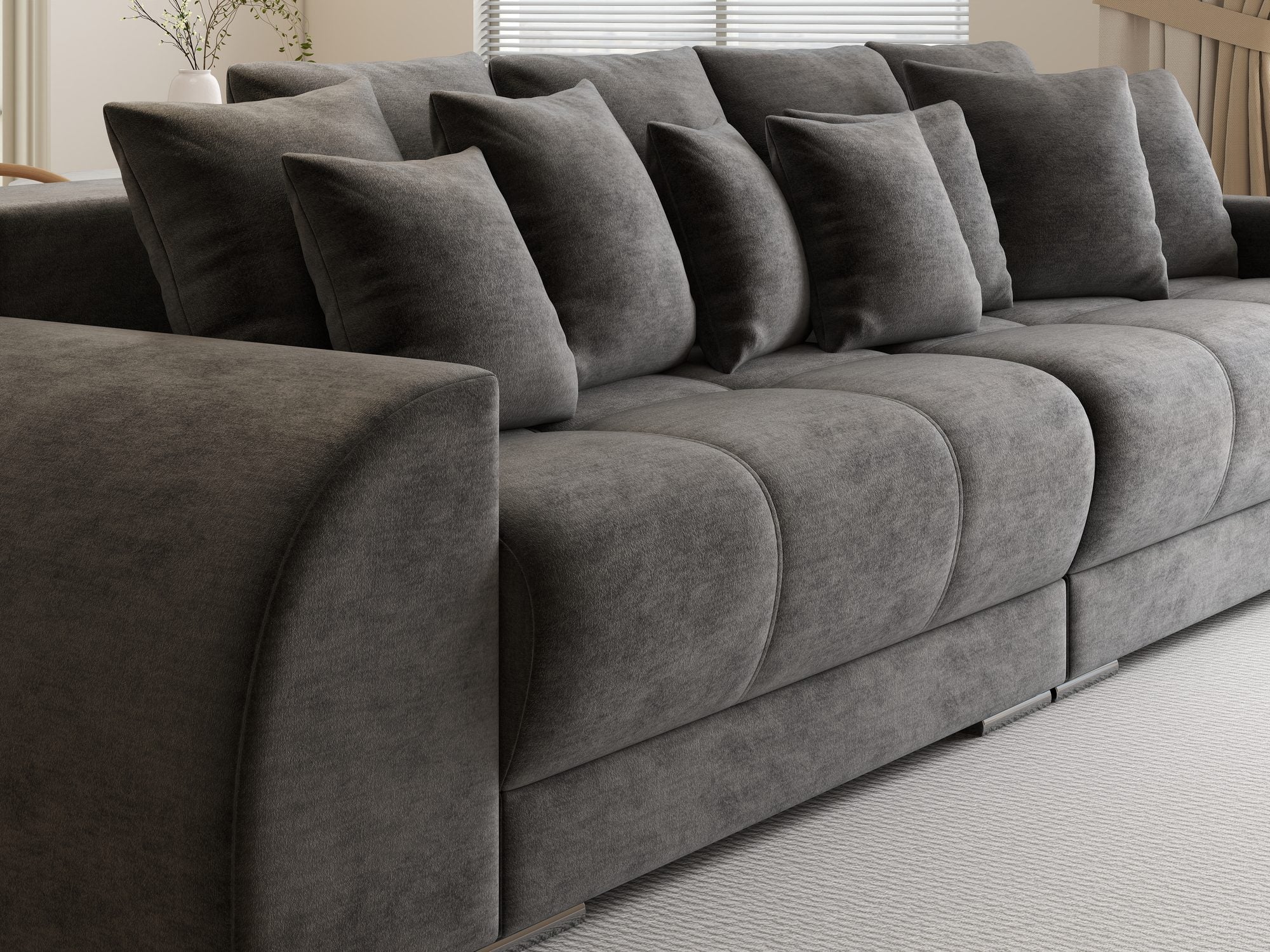 Canapea extensibilă dumonde cu 2 lăzi de depozitare si sezut confortabil din spuma high-density, Verona Monolith Gri Antracit 97 310x100 cm