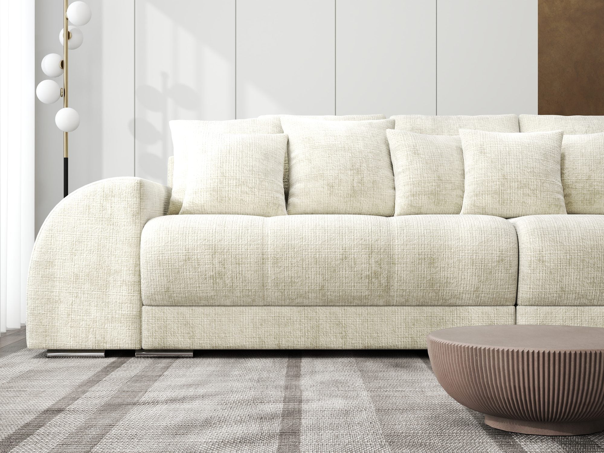 Canapea extensibilă dumonde cu 2 lăzi de depozitare si sezut confortabil din spuma high-density, Verona Cremona Alb 1 310x100 cm