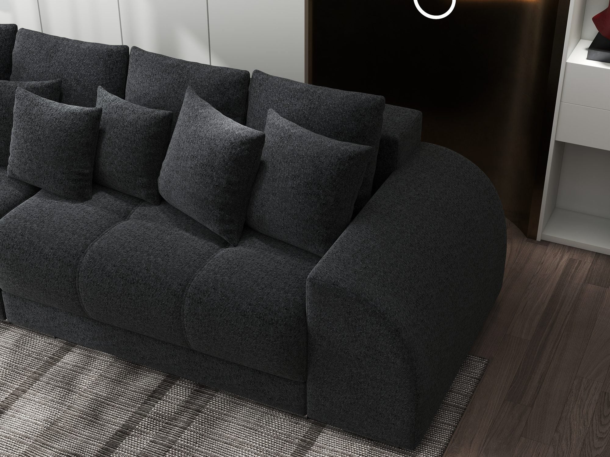 Canapea extensibilă dumonde cu 2 lăzi de depozitare si sezut confortabil din spuma high-density, Verona Monte Negru 99 310x100 cm