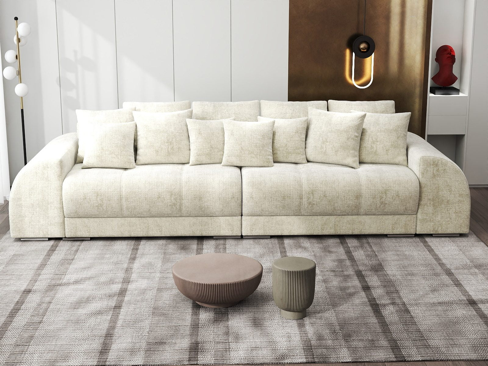 Canapea extensibilă dumonde cu 2 lăzi de depozitare si sezut confortabil din spuma high-density, Verona Cremona Alb 1 310x100 cm