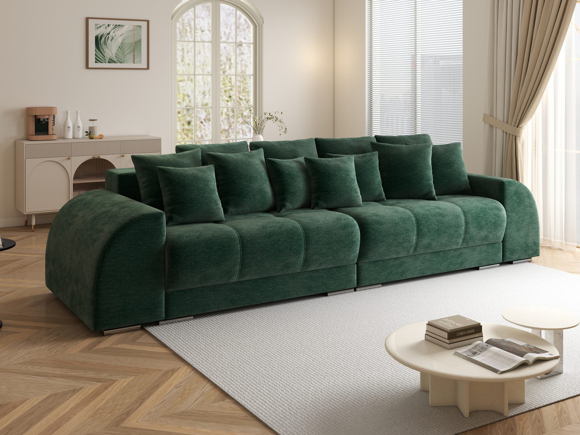 Canapea extensibilă dumonde cu 2 lăzi de depozitare si sezut confortabil din spuma high-density, Verona Monolith Verde 37 310x100 cm