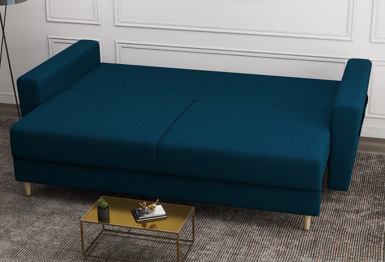 Canapea extensibilă dumonde cu ladă de depozitare si sezut confortabil din spuma HR, Summer Enjoy Petrol 225x100 cm fabrica