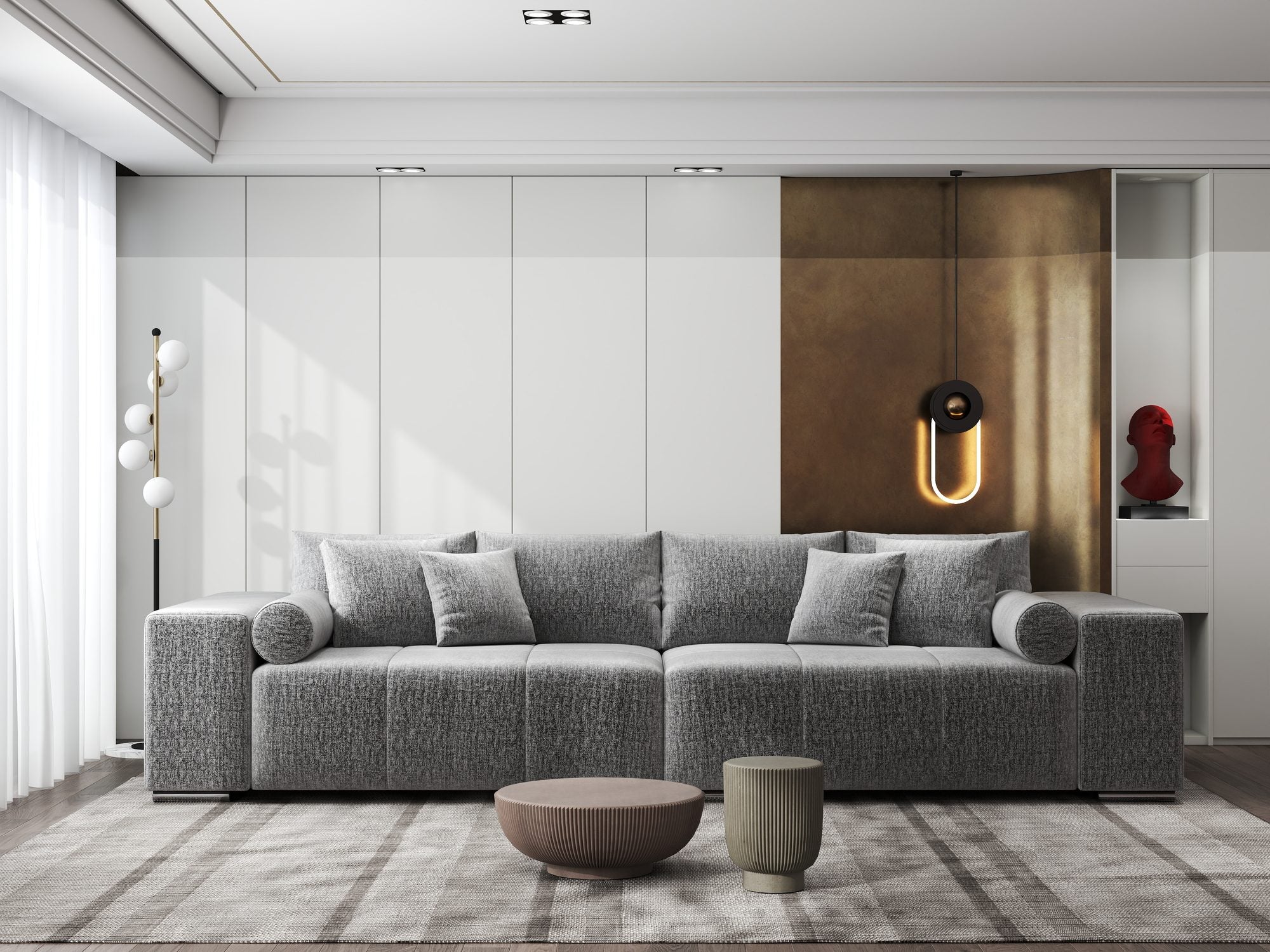 Canapea extensibilă dumonde cu ladă de depozitare si sezut confortabil din spuma high-density, Marbela XXL Monolith Gri 85 290x100 cm
