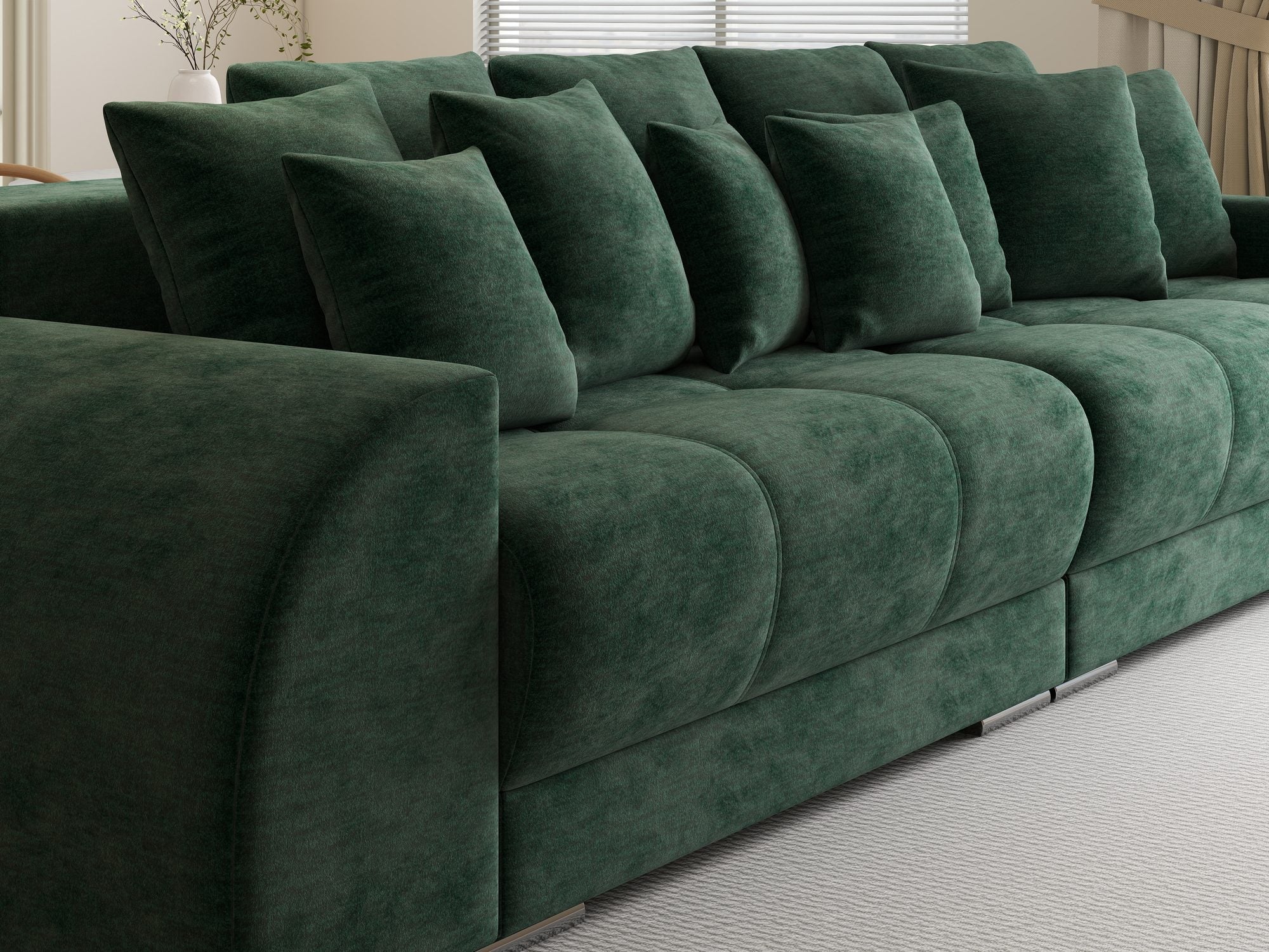 Canapea extensibilă dumonde cu 2 lăzi de depozitare si sezut confortabil din spuma high-density, Verona Monolith Verde 37 310x100 cm