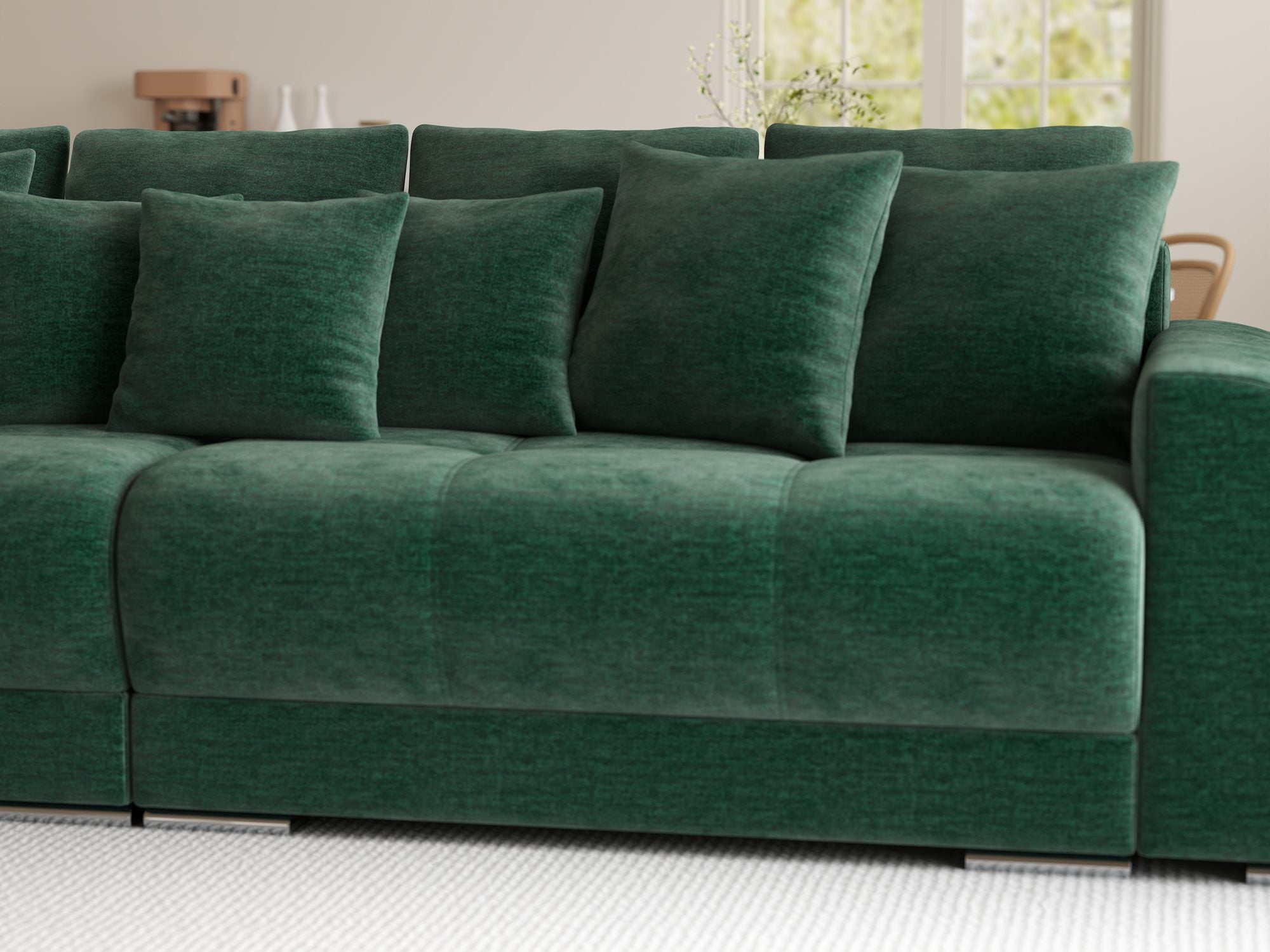 Canapea extensibilă dumonde cu 2 lăzi de depozitare si sezut confortabil din spuma high-density, Verona Monolith Verde 37 310x100 cm