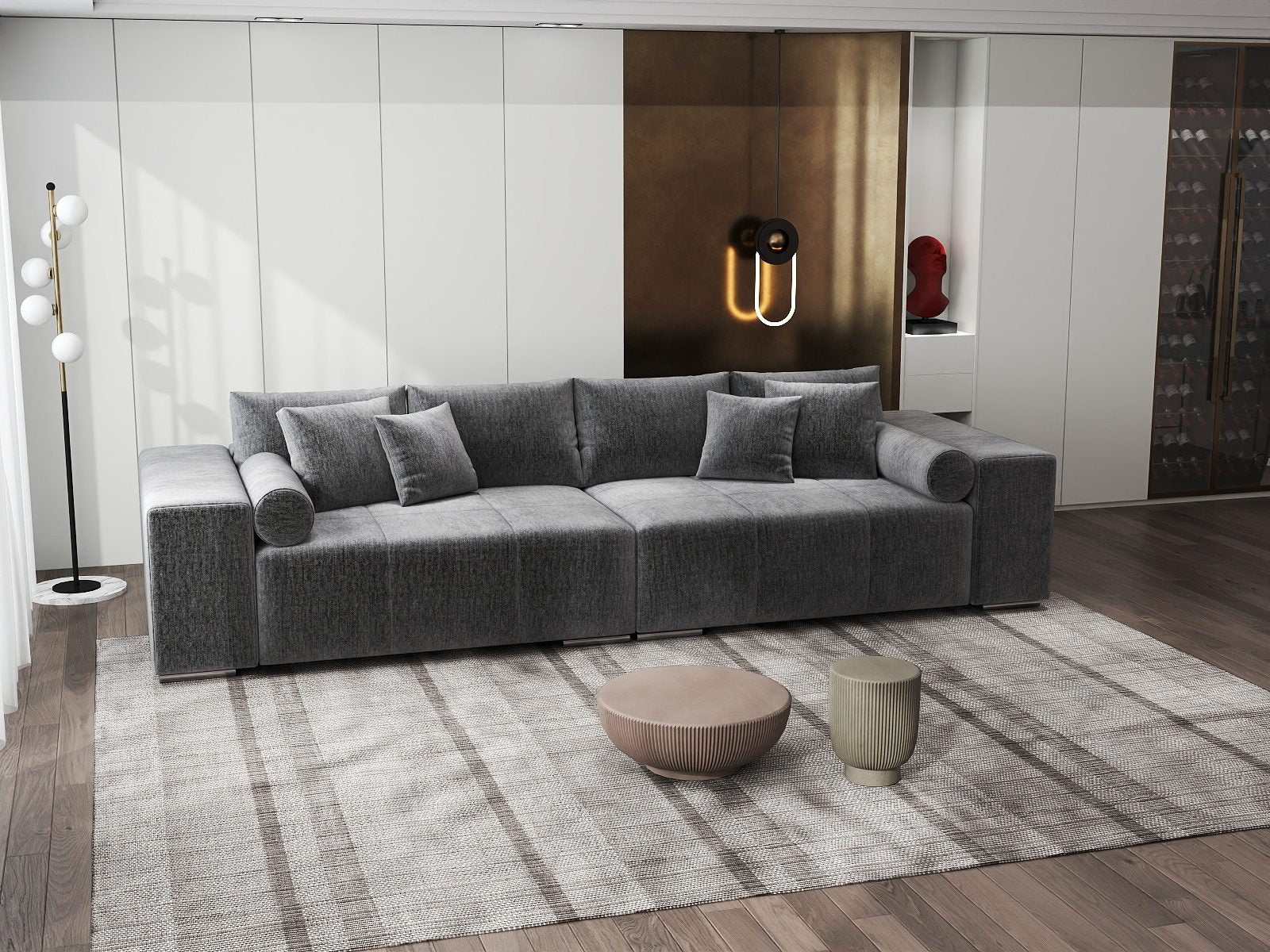 Canapea extensibilă dumonde cu ladă de depozitare si sezut confortabil din spuma high-density, Marbela XXL Monolith Gri Antracit 97 290x100 cm