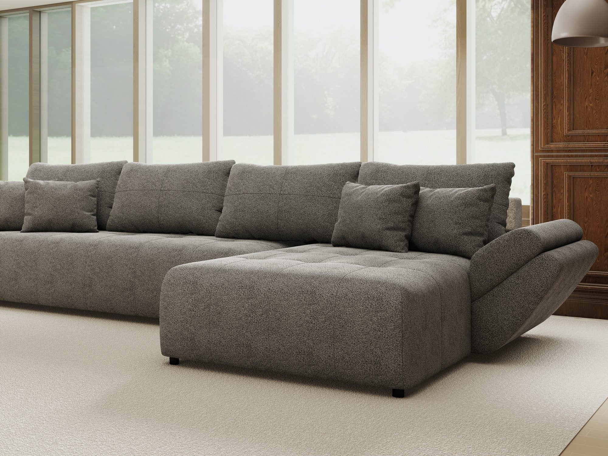 Colțar extensibil dumonde cu ladă de depozitare si sezut confortabil din spuma high-density, Berlin XL Quelle Gri 92 II 350x185 cm