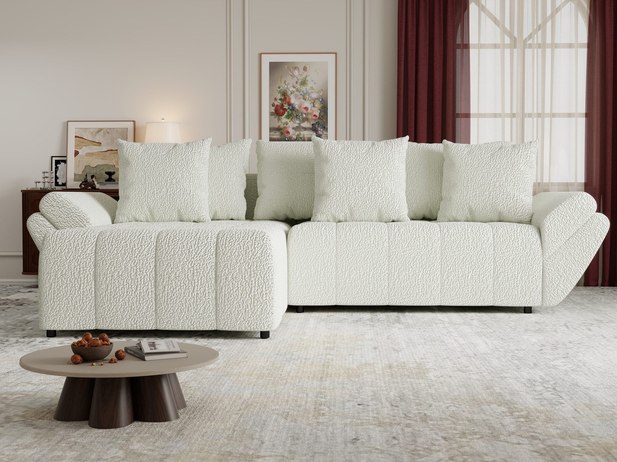 Colțar extensibil dumonde cu ladă de depozitare si sezut confortabil din spuma high-density, Berlin Jaguar Ivory 1 280x185 cm