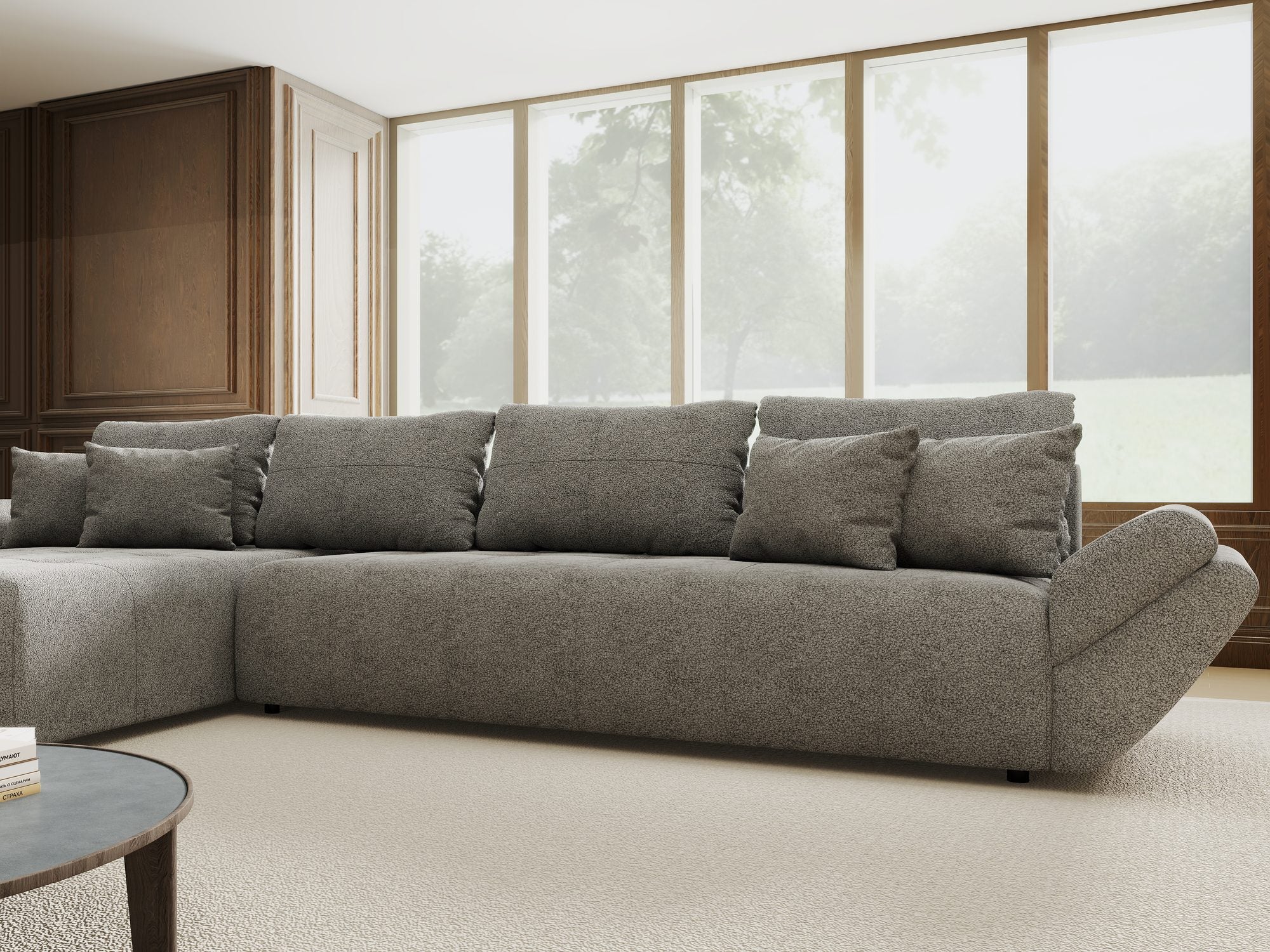 Colțar extensibil dumonde cu ladă de depozitare si sezut confortabil din spuma high-density, Berlin XL Quelle Gri 92 350x185 cm