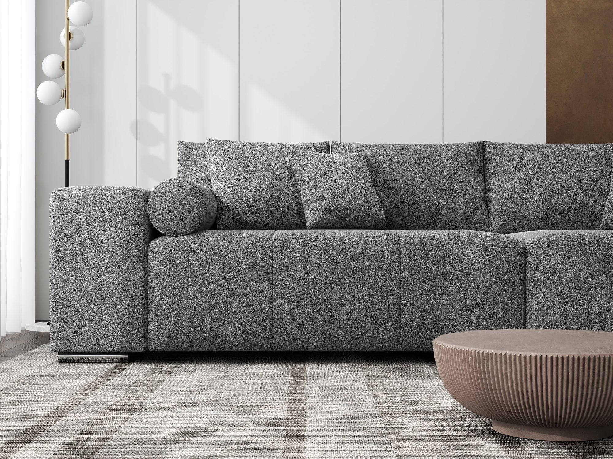 Canapea extensibilă dumonde cu ladă de depozitare si sezut confortabil din spuma high-density, Marbela XXL Quelle Gri 92 290x100 cm