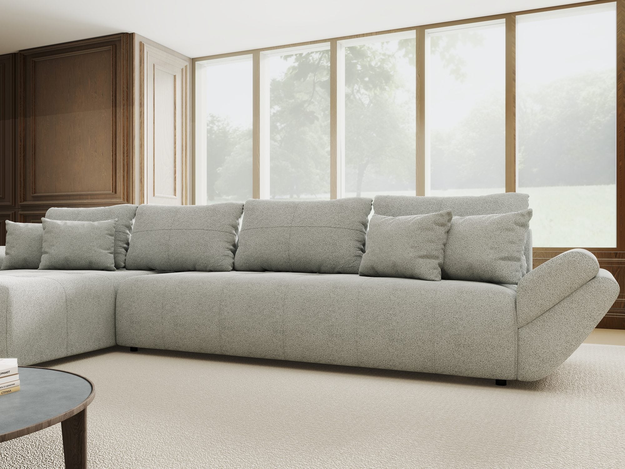Colțar extensibil dumonde cu ladă de depozitare si sezut confortabil din spuma high-density, Berlin XL Quelle Gri 83 350x185 cm