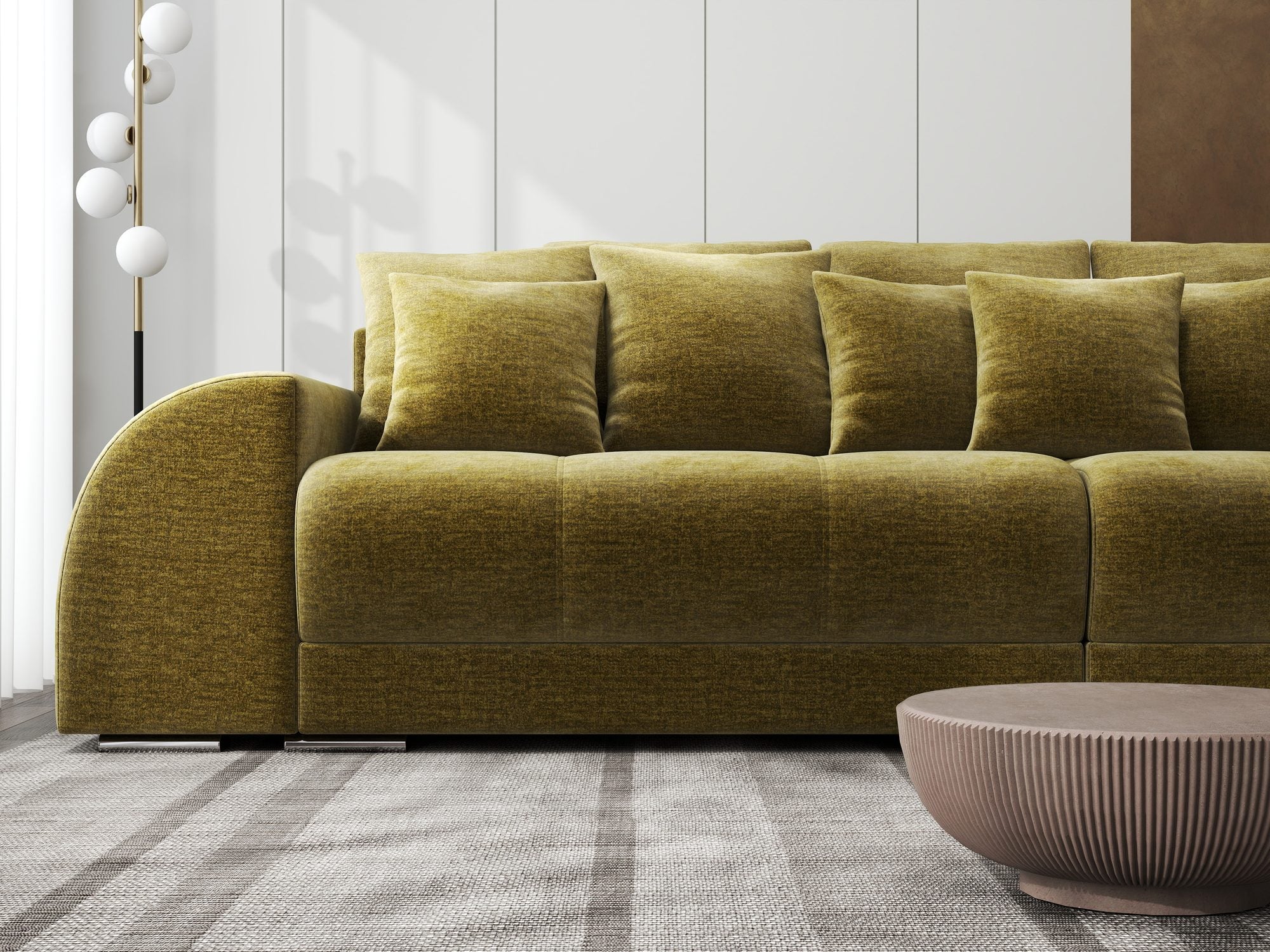 Canapea extensibilă dumonde cu 2 lăzi de depozitare si sezut confortabil din spuma high-density, Verona Monolith Verde Olive 38 310x100 cm