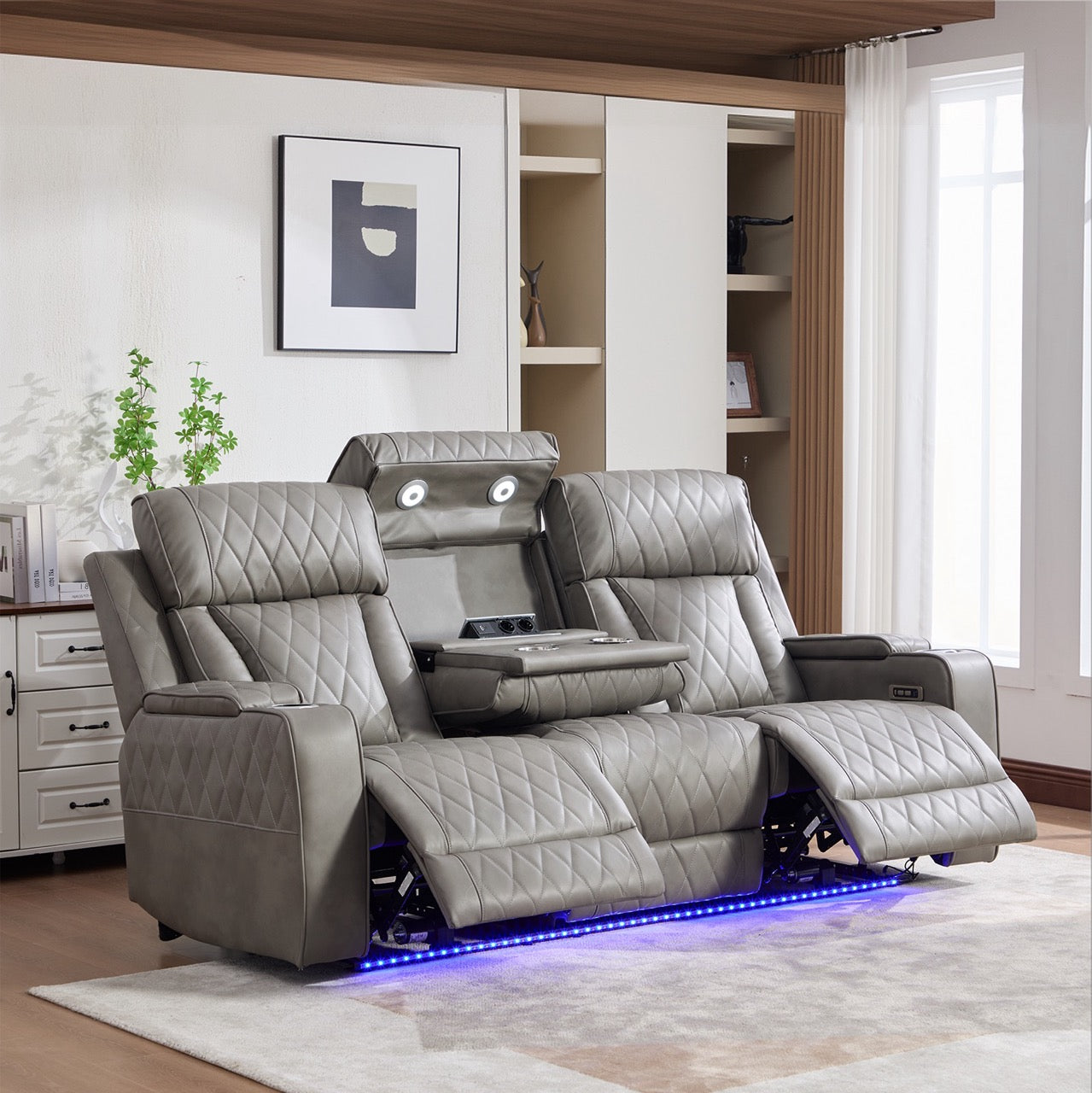 Dumonde 3+2+1 kanapé szett, elektromos relax funkció, vezeték nélküli töltés, USB-C, fűtött pohártartó, LED világítás, Selvar