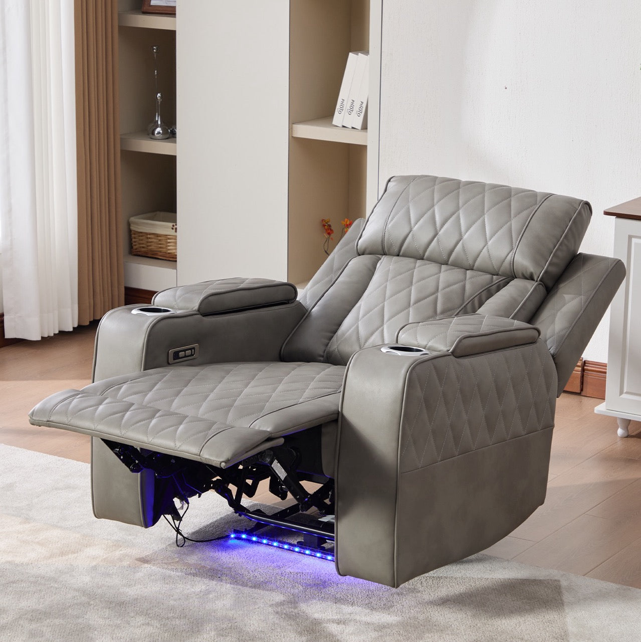 Selvar fotel, elektromos relaxáló, vezeték nélküli töltés, USB-C, fűtött pohártartó, LED világítás
