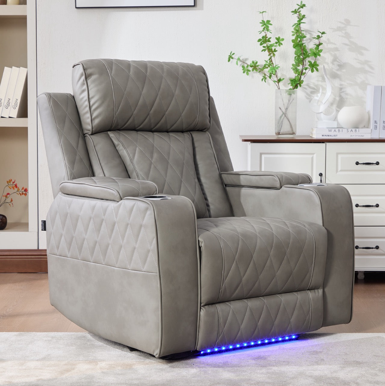 Selvar fotel, elektromos relaxáló, vezeték nélküli töltés, USB-C, fűtött pohártartó, LED világítás
