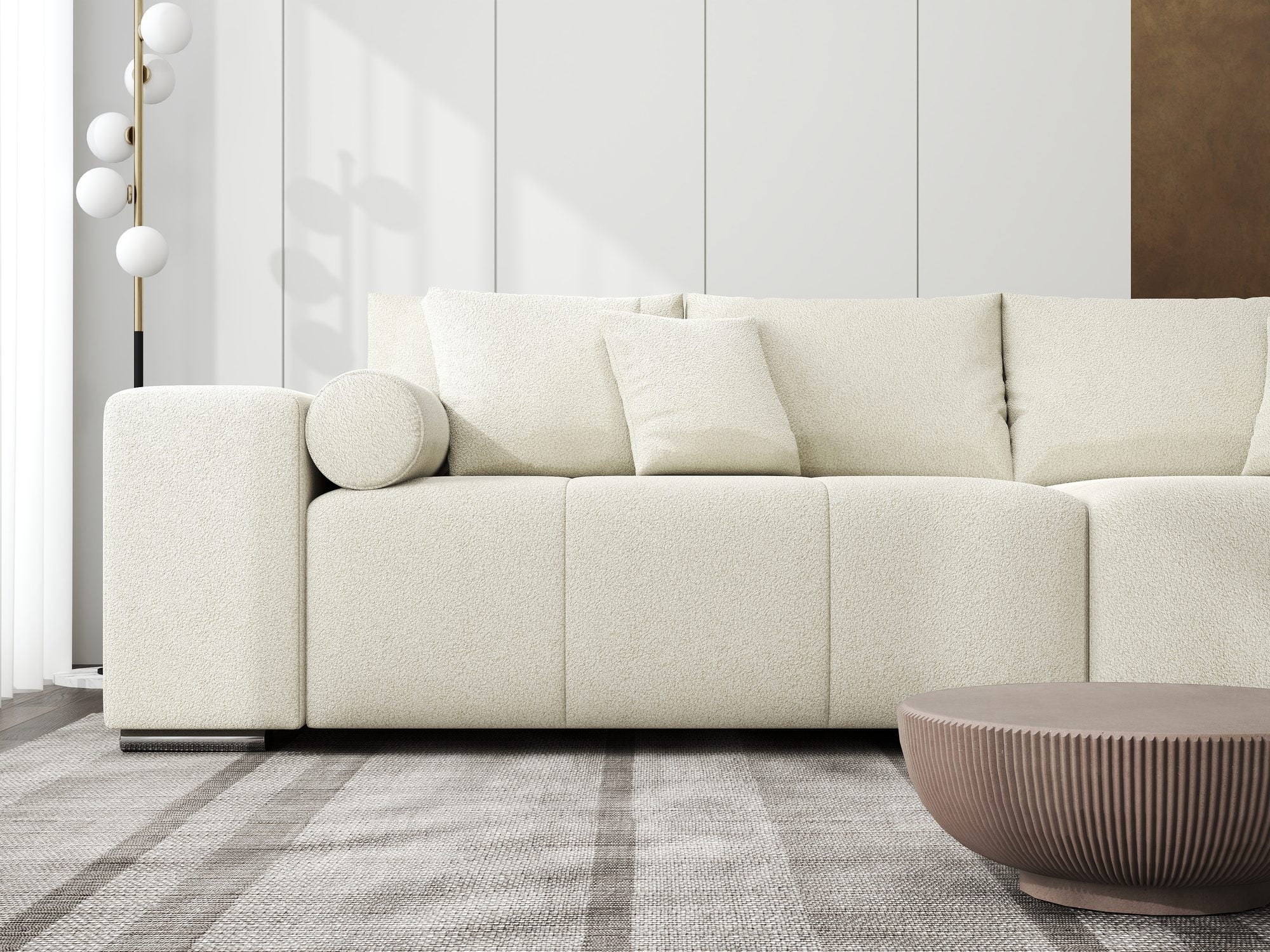 Canapea extensibilă dumonde cu ladă de depozitare si sezut confortabil din spuma high-density, Marbela XXL Quelle Bej 02 290x100 cm