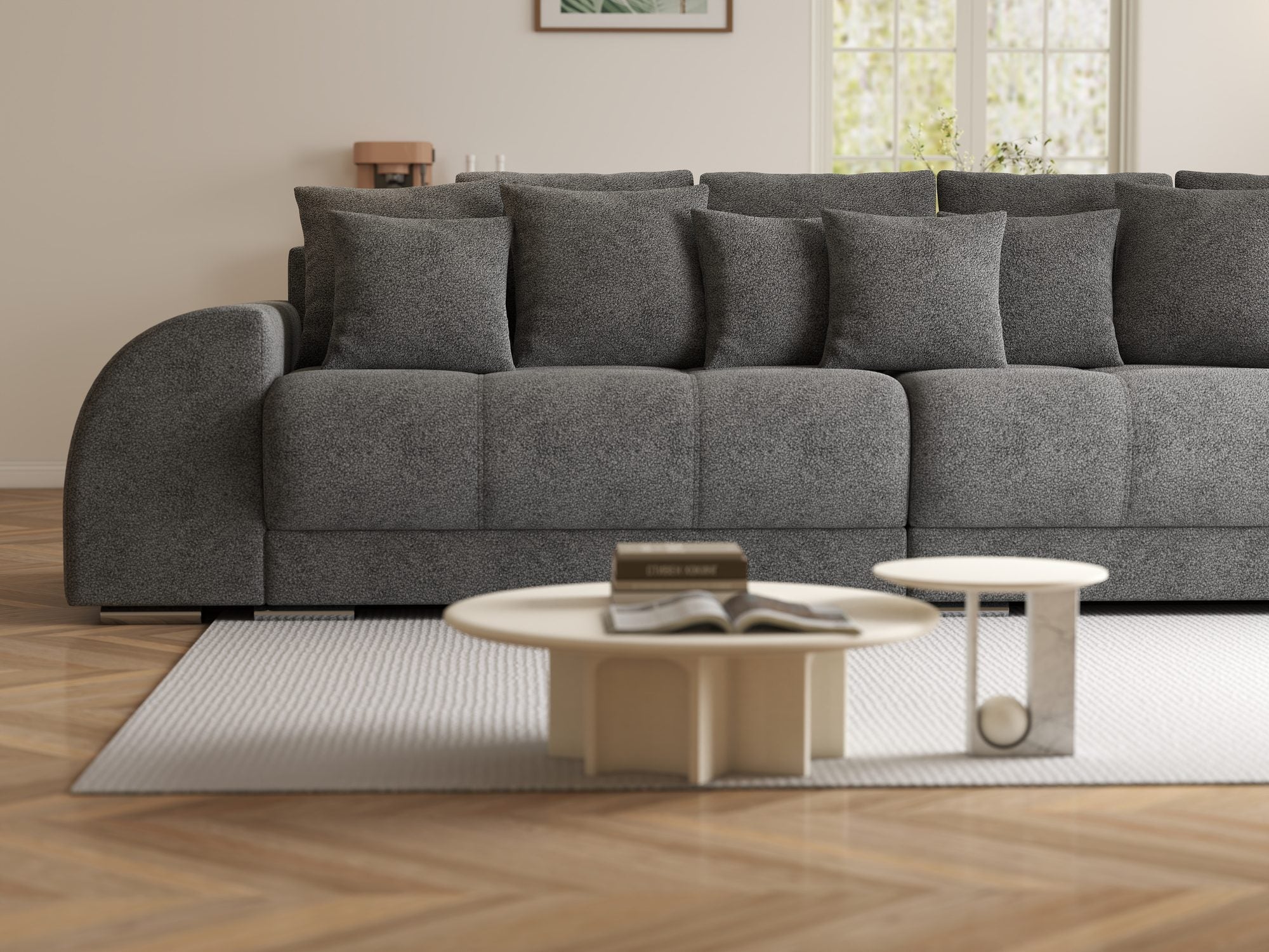 Canapea extensibilă dumonde cu 2 lăzi de depozitare si sezut confortabil din spuma high-density, Verona Quelle Gri 92 310x100 cm