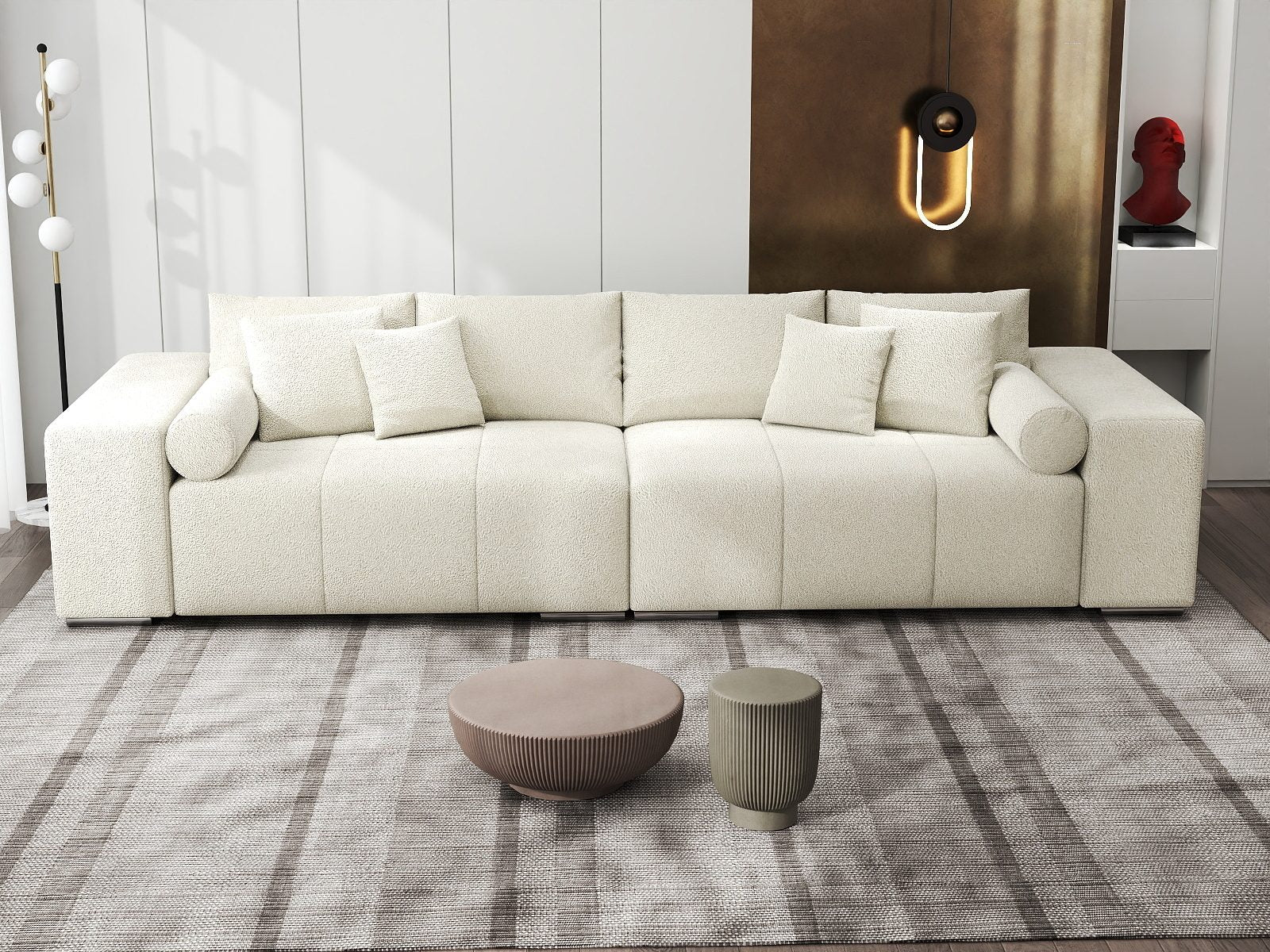 Canapea extensibilă dumonde cu ladă de depozitare si sezut confortabil din spuma high-density, Marbela XXL Quelle Bej 02 290x100 cm
