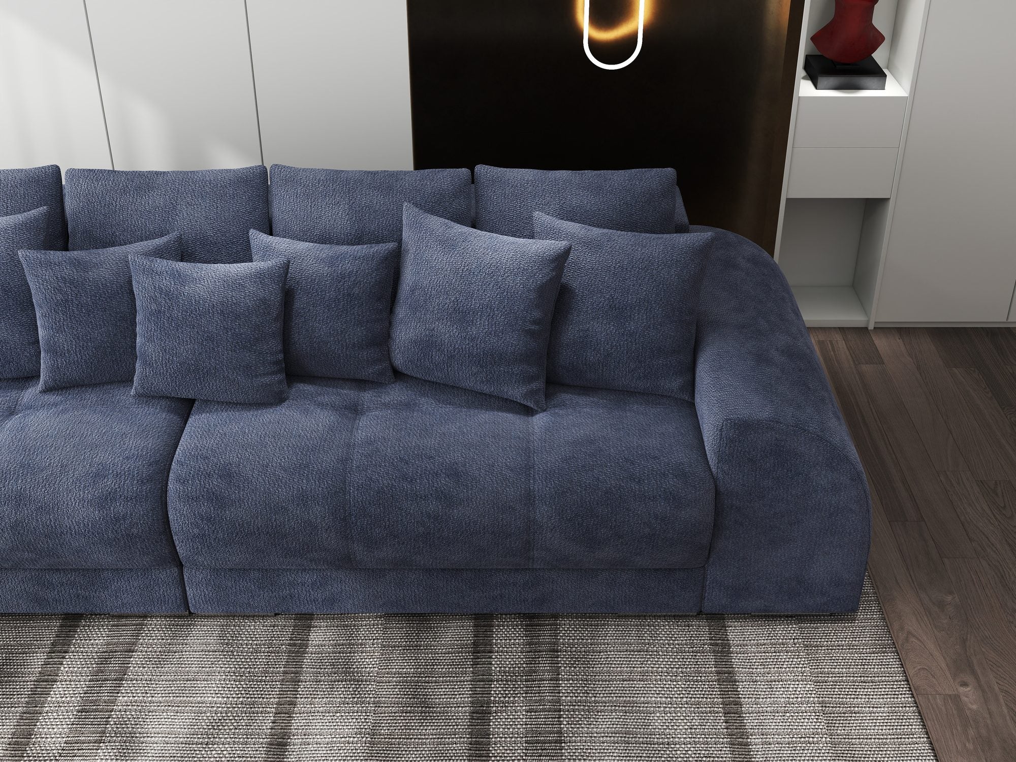 Canapea extensibilă dumonde cu 2 lăzi de depozitare si sezut confortabil din spuma high-density, Verona Vibe Albastru 79 310x100 cm