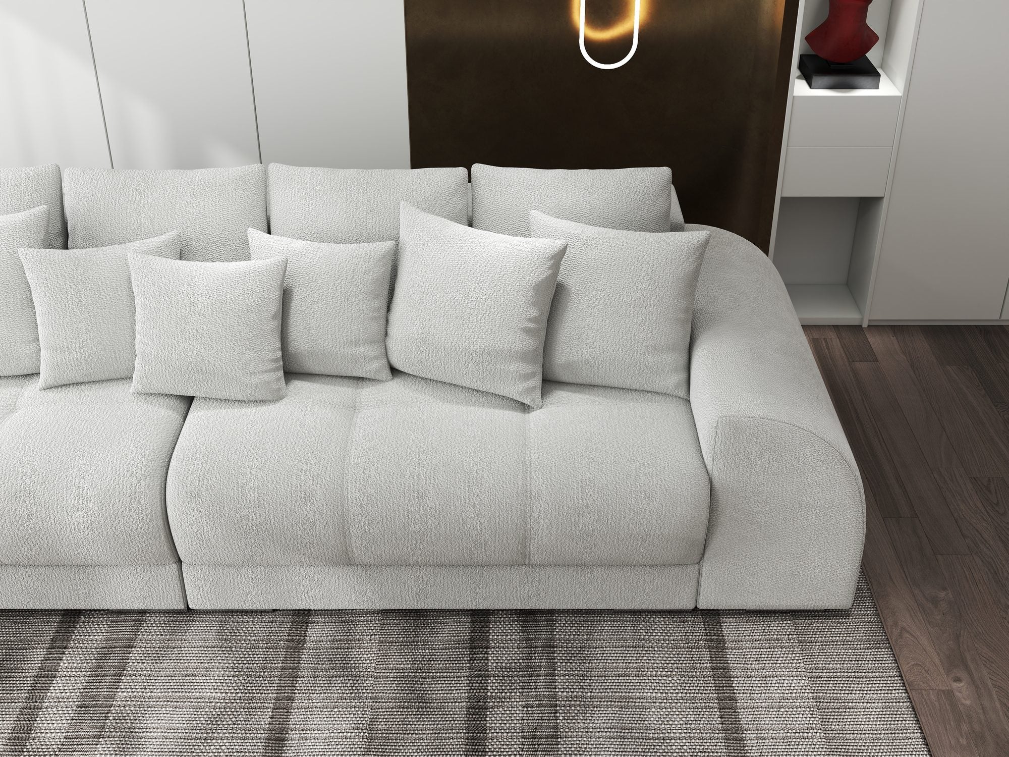 Canapea extensibilă dumonde cu 2 lăzi de depozitare si sezut confortabil din spuma high-density, Verona Vibe Bej 03 310x100 cm