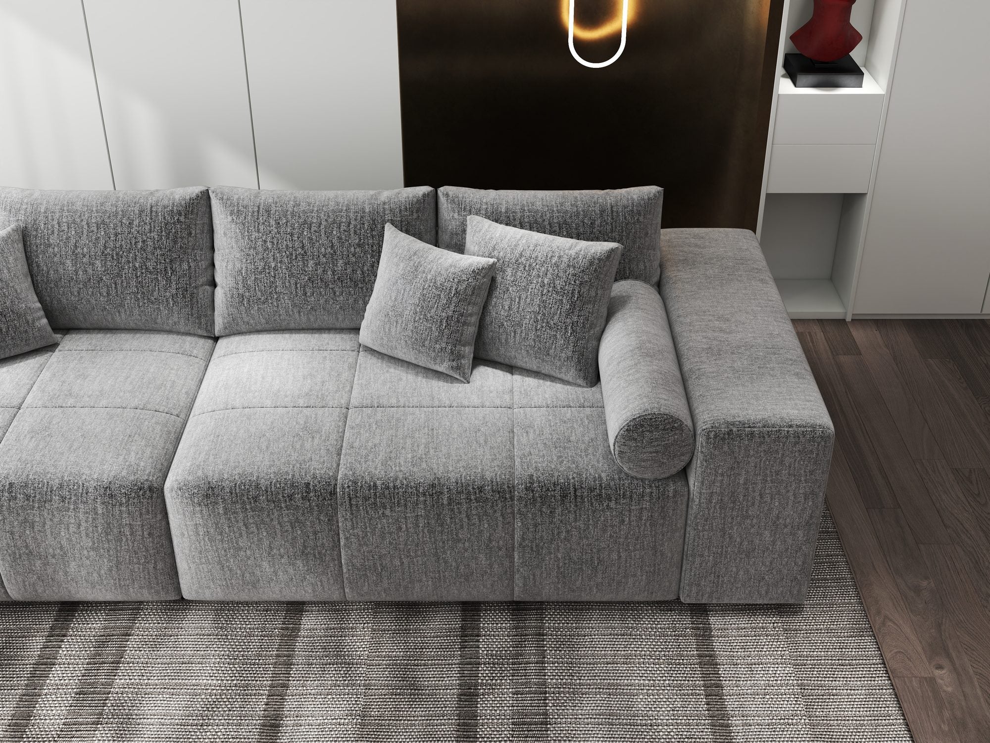 Canapea extensibilă dumonde cu ladă de depozitare si sezut confortabil din spuma high-density, Marbela XXL Monolith Gri 85 290x100 cm