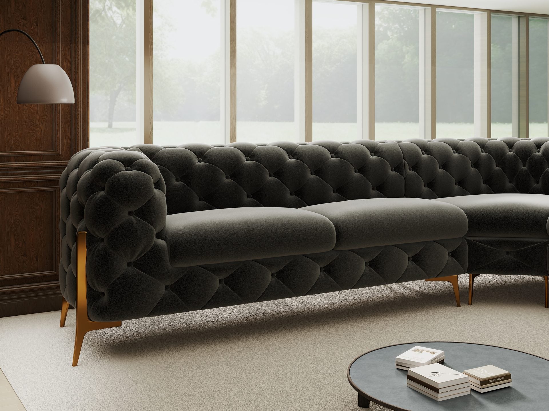 Dumonde fix sarokkanapé kényelmes, nagy sűrűségű habszivacs ülőfelülettel, Chelsea gri 264x264 cm