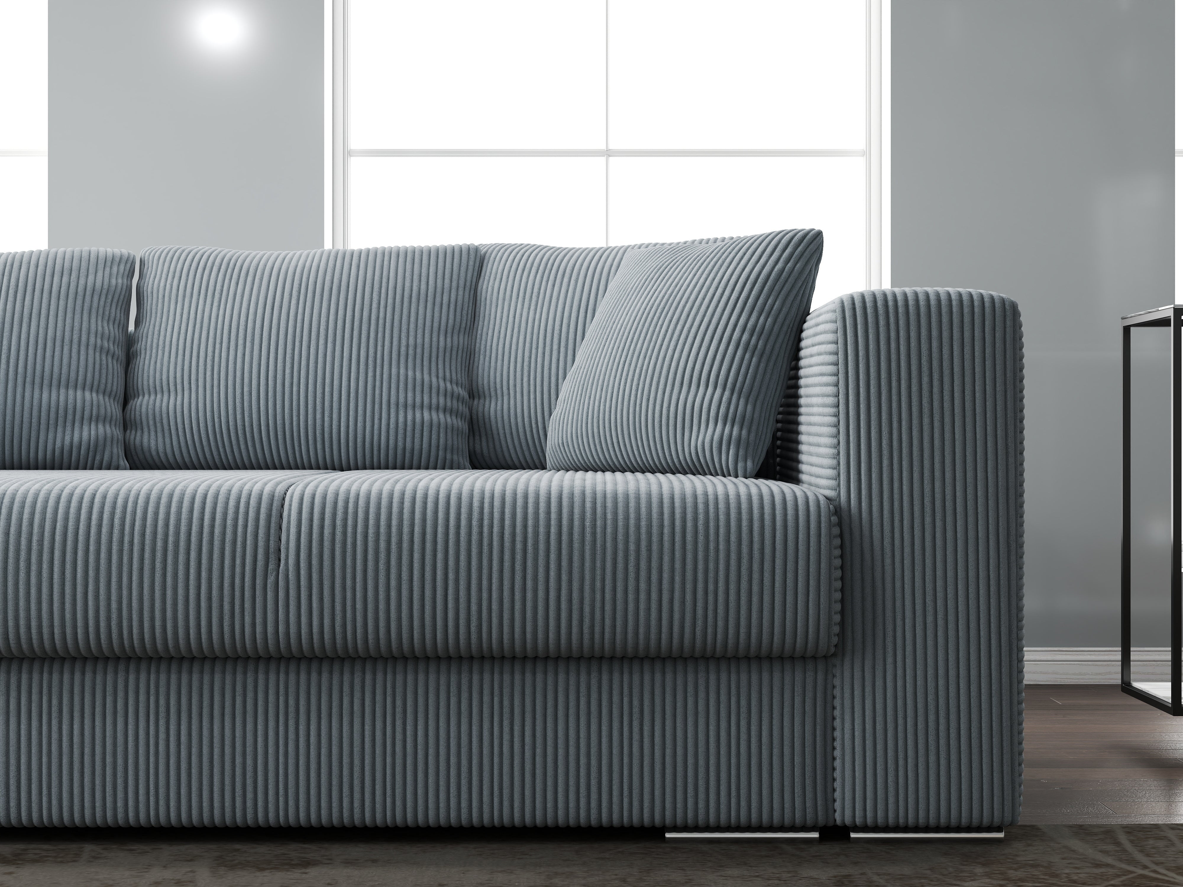 Canapea extensibilă dumonde cu ladă de depozitare si sezut confortabil din spuma HR, Gloria Zoom Grey 240x100 cm Fabrica