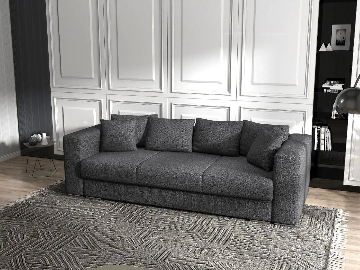Canapea extensibilă dumonde cu ladă de depozitare si sezut confortabil din spuma HR, Gloria gri grafit 240x100 cm Fabrica