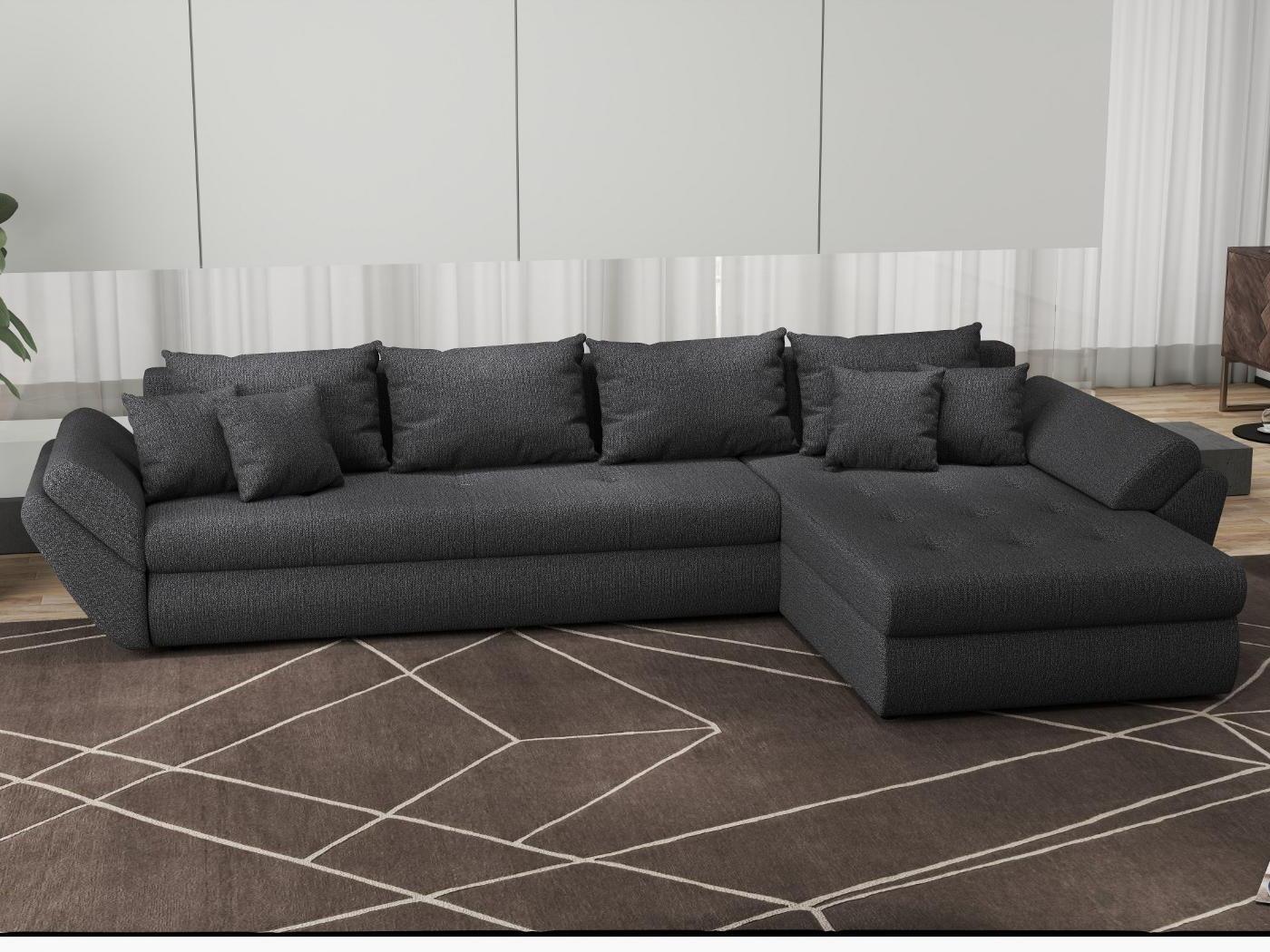 Colțar extensibil dumonde cu ladă de depozitare si sezut confortabil din spuma HR, Loana XL Enjoy Grafit II 335x185 cm Fabrica