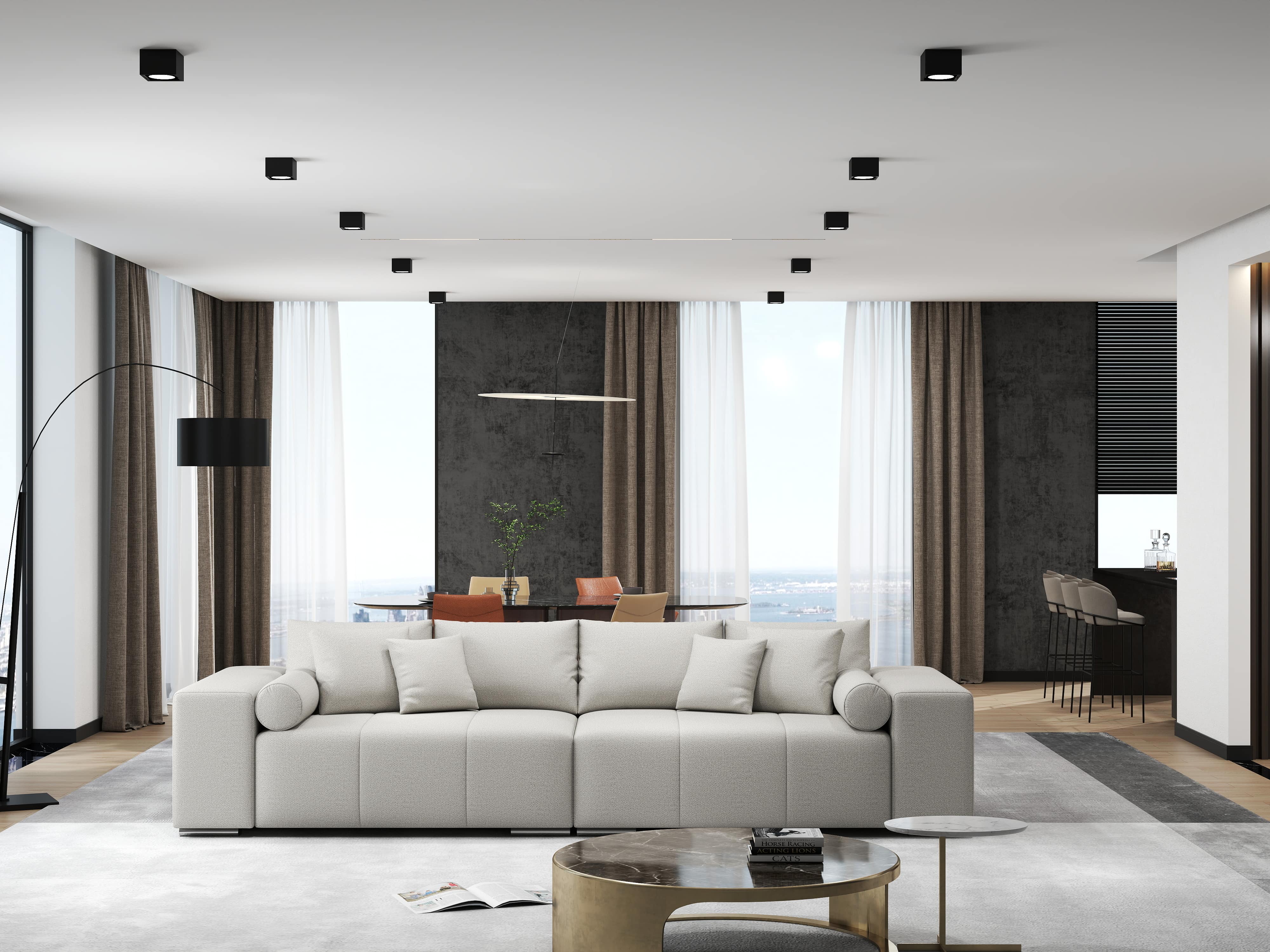Canapea extensibilă dumonde cu ladă de depozitare si sezut confortabil din spuma HR, Marbela Enjoy Beige XXL 295x100 cm fabrica