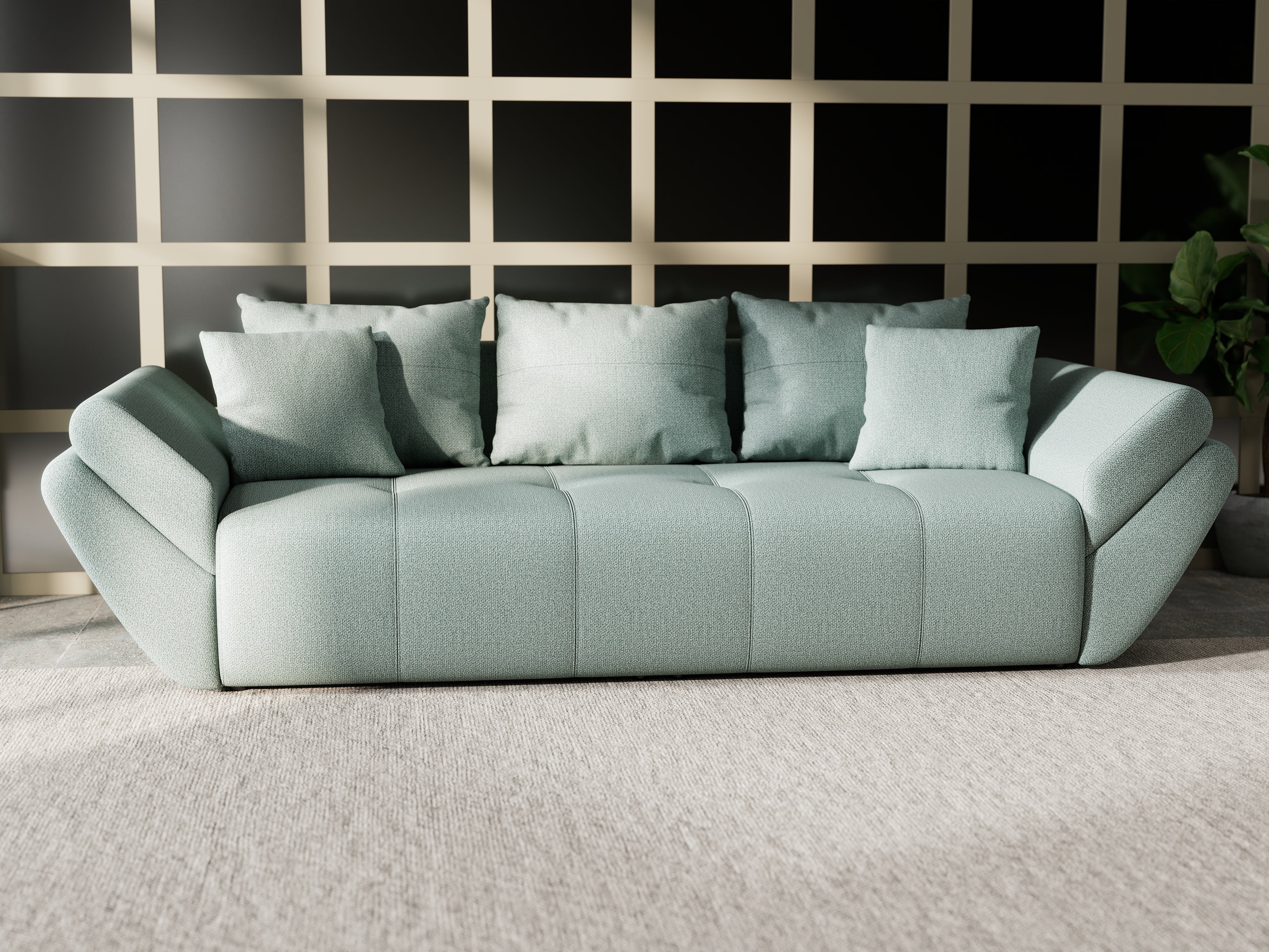 Canapea extensibilă dumonde cu ladă de depozitare si sezut confortabil din spuma HR, Berlin Enjoy Mint 250x100 cm Fabrica